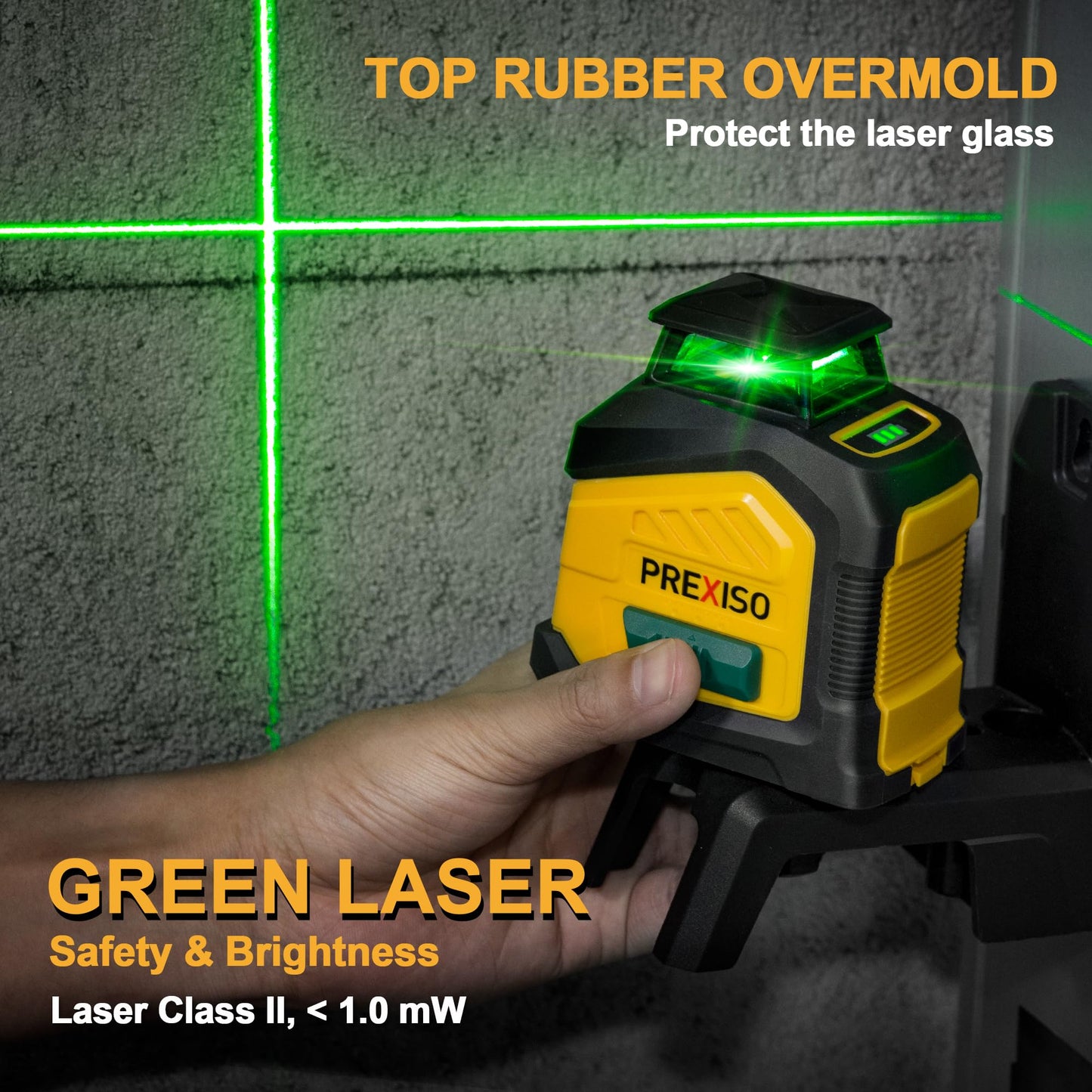 PREXISO 360° Laser Level with Tripod, 100Ft Dual Power Self Leveling Cross Line Laser- Wide Angle Vertical Line for Construction, Floor Tile, Renovation with Magnetic Base, Wall Panel Stand, Carry Bag