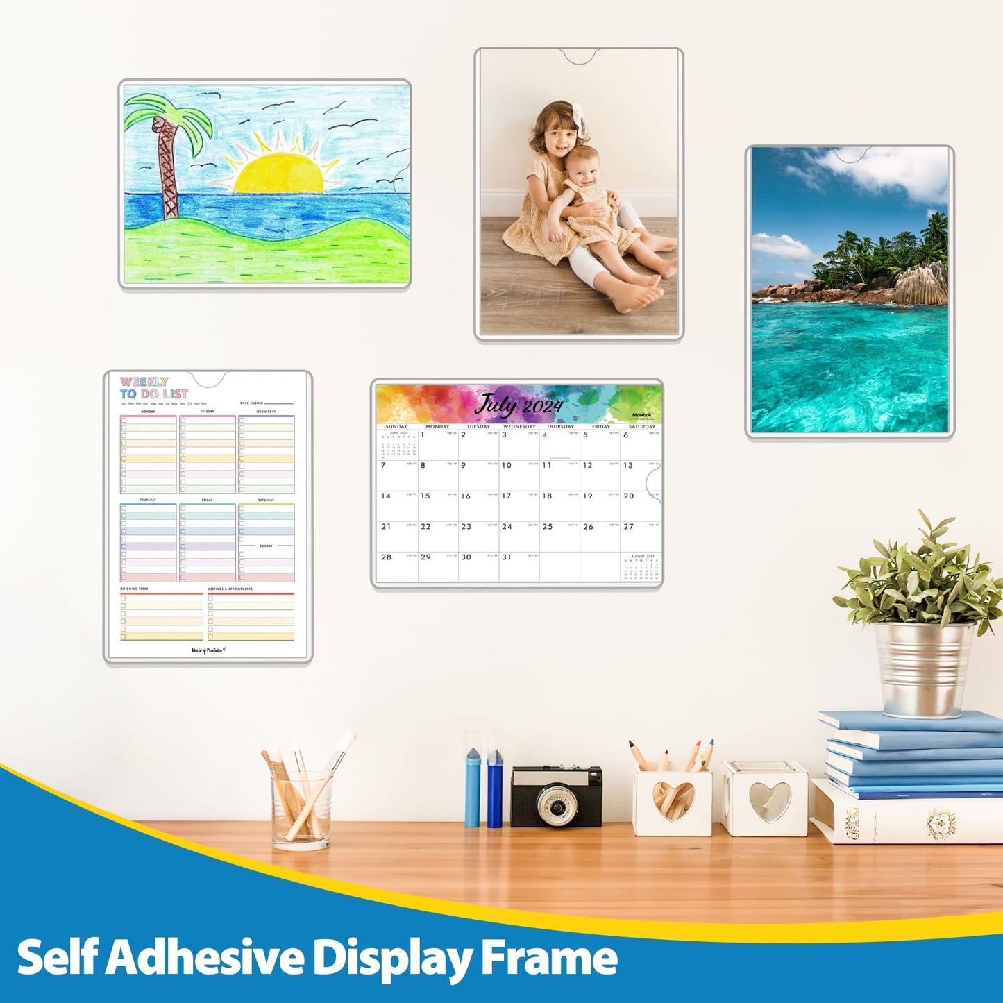 VAIIGO 20 Pack Wall Sign Holder 8.5x11 Magnetic Plastic Sign Holder with Magnetic and Adhesive Tapes, Adhesive Clear Display Sign Frame for Fridge, Metal, Wall, Door, Document Protectors Holders