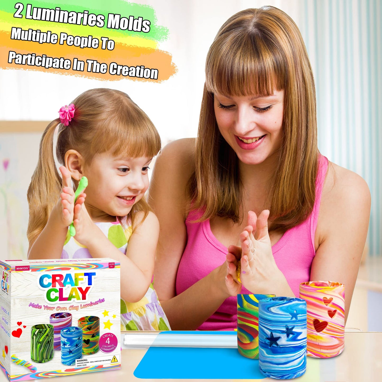 MHMYDIS Make Your Own Clay Luminaries - Arts and Crafts Clay kit for Boys Girls and Teens Age 6 7 8 9 10 11 12 Year Old and up