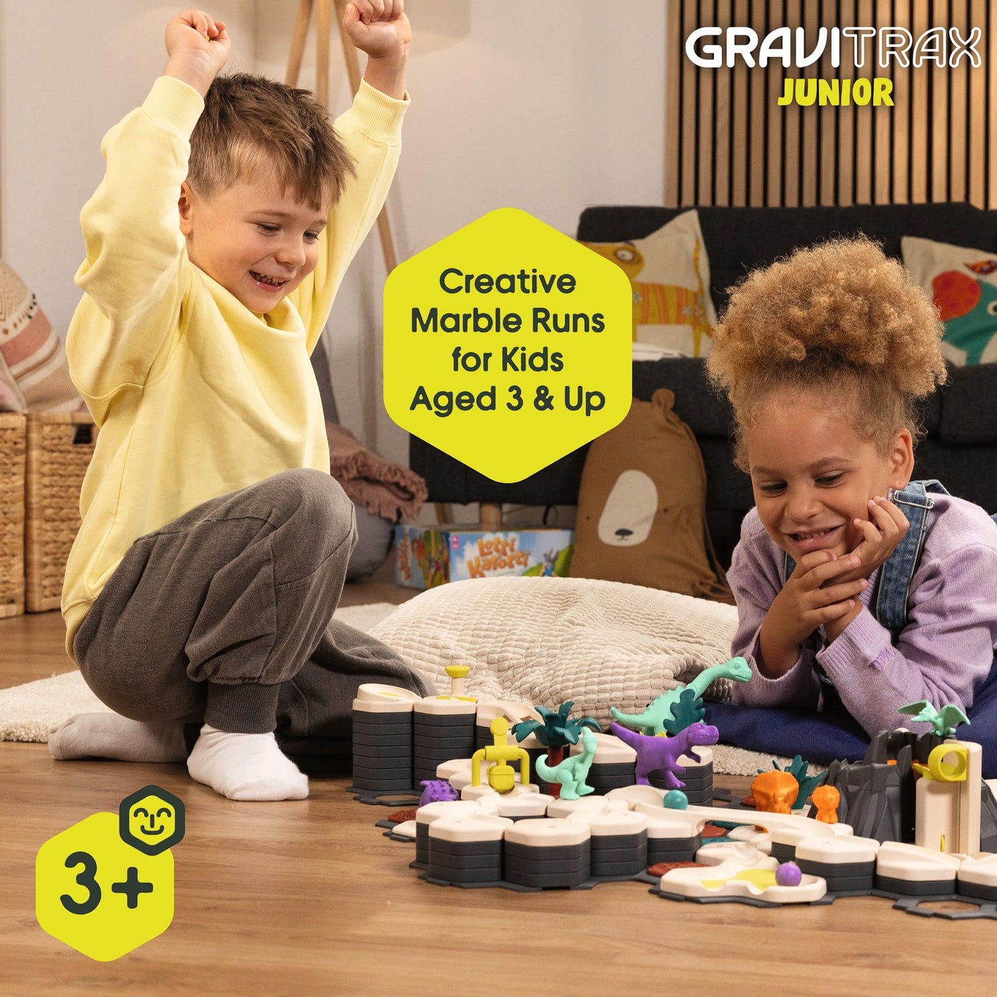Ravensburger GraviTrax Junior Starter‑Set - Dino - 59‑Piece Marble Run Building Set - Preschool STEM Construction Toy - Interactive Learning for Kids Ages 3+