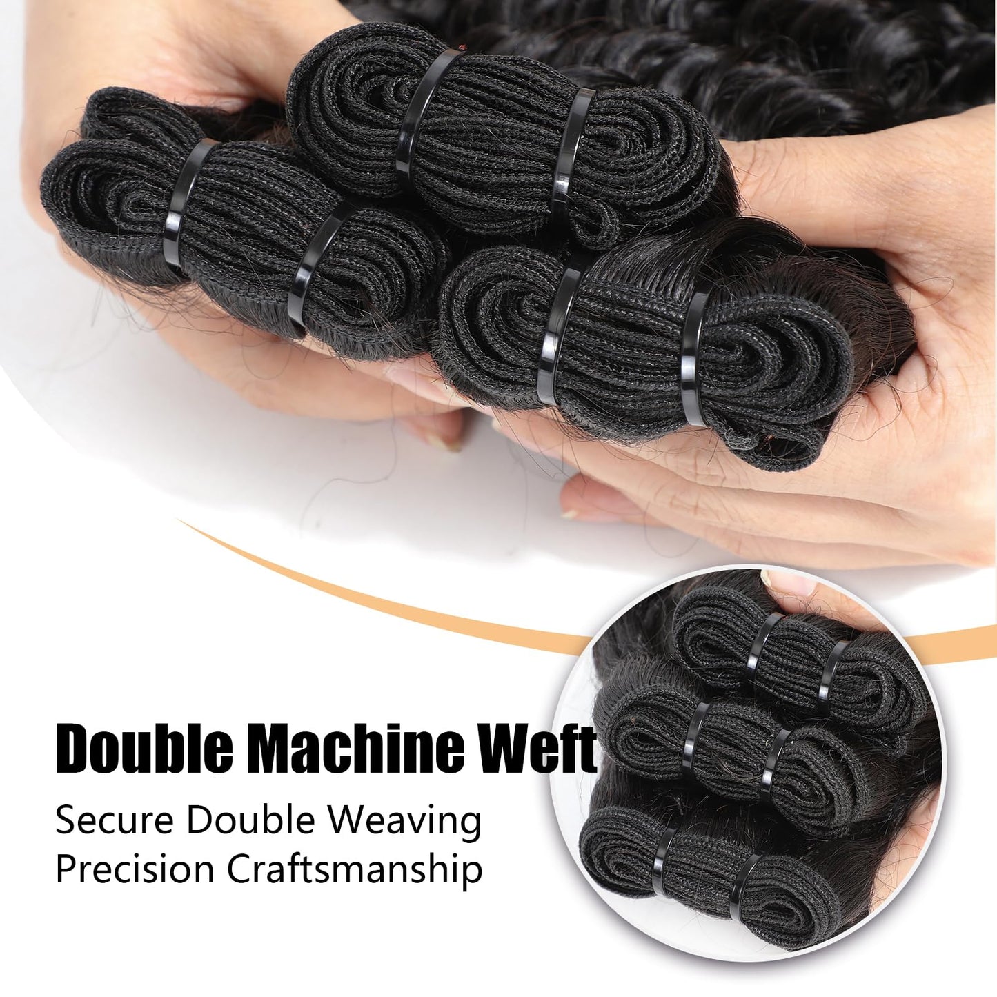 msVenus 12A Deep Wave Bundles Human Hair 16 18 20 Inches, 100% Unprocessed Indian Human Hair Bundles Wet and Wavy Raw Virgin Hair 3 Bundles Deal Curly Weave Bundles(Natural Color, 16 18 20 Inches)