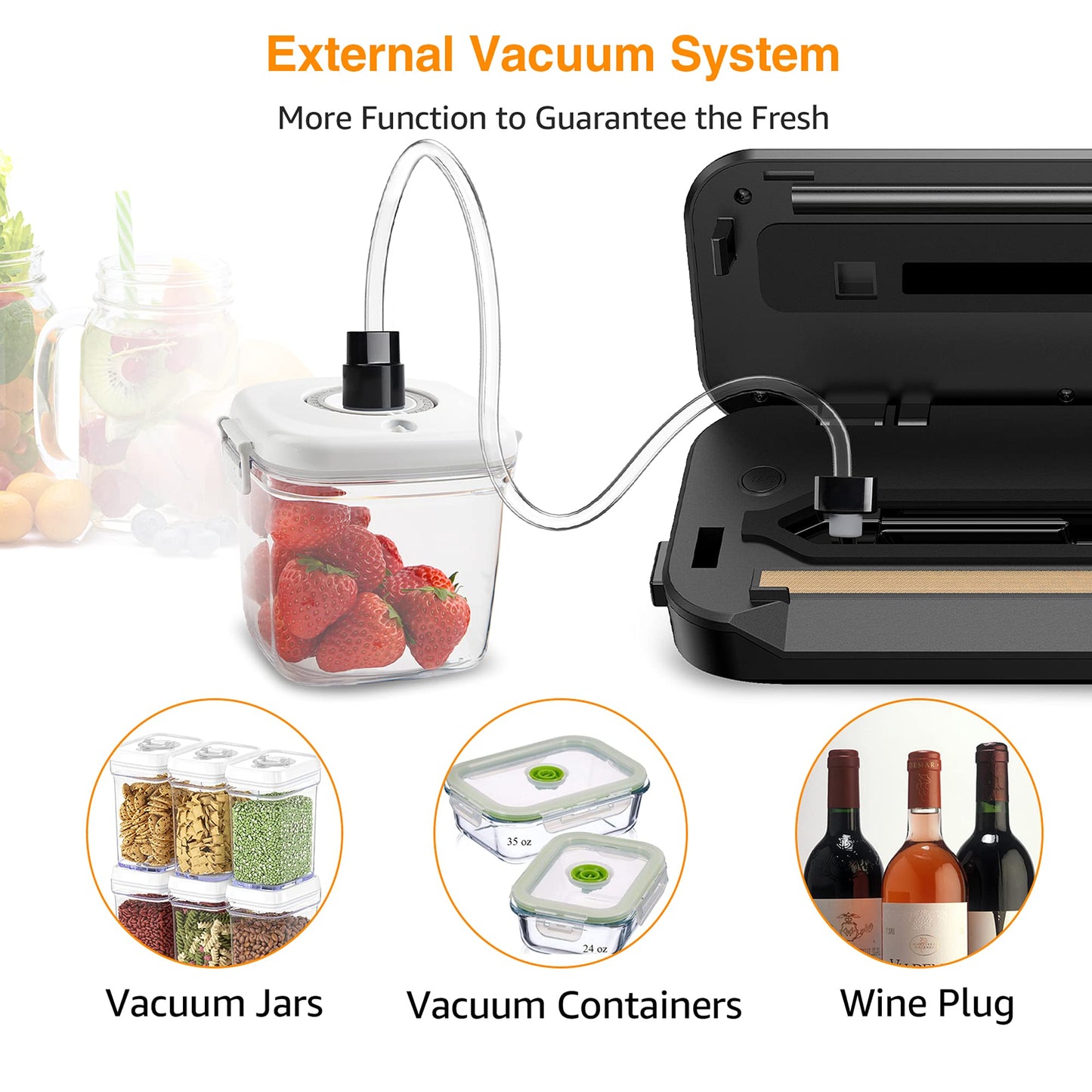 Updated Vacuum Sealer Machine 2025, MEGAWISE Food Sealer w/Starter Kit, Dry & Moist Food Modes, Compact Design with 10 Vacuum Bags & Built-in Cutter (Grey)