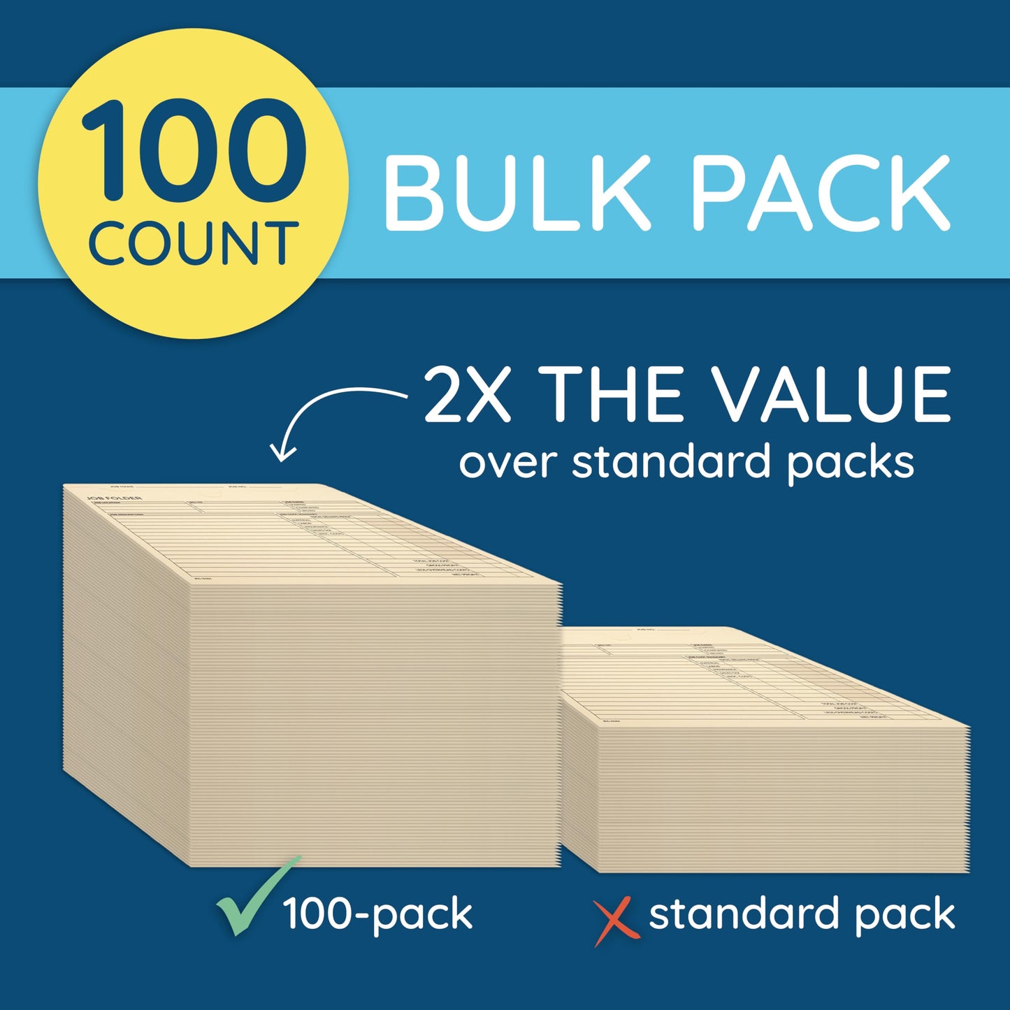 100 Blue Summit Supplies Job Folders Construction, 10 x 12 Inches, Project Folders with Preprinting for Job Tracking, Manila Job Folders File Jacket – 100 Folders