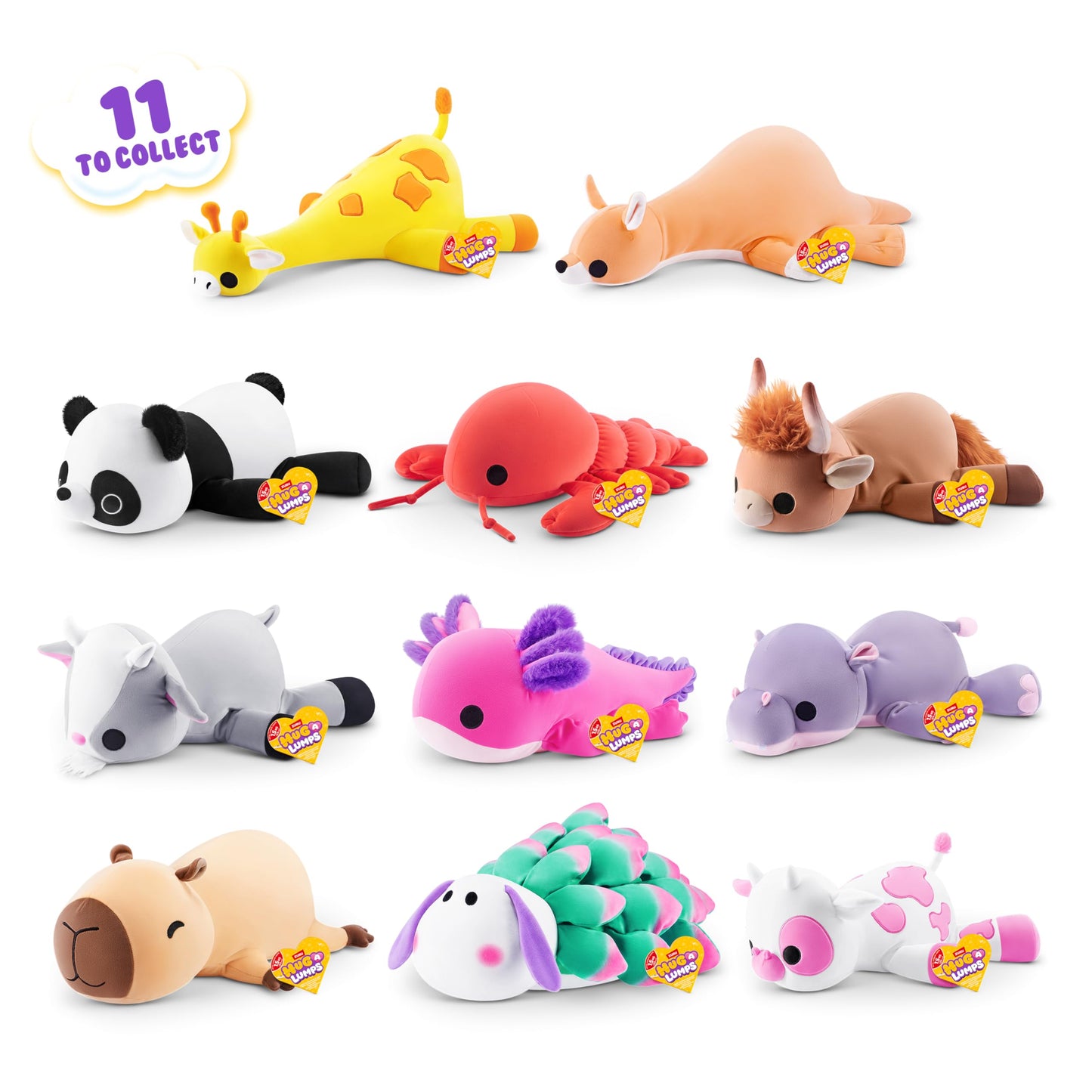 Hug-A-Lumps Hippo Harley by ZURU, Medium, 3.3 lbs, Cuddly Squishy Weighted Plush, Sleeping Pillow Plush, Stuffed Animal (Hippo)