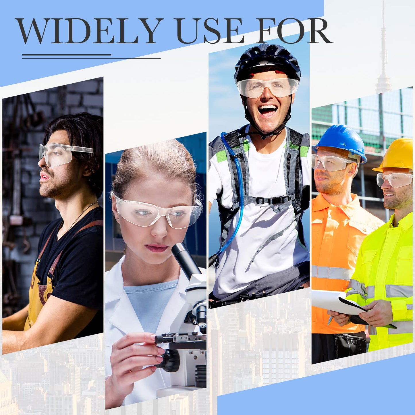 Queekay 50 Pcs Safety Glasses Impact UV Scratch Glasses Bulk Eye Protection for Men Working Lab Construction Science(Clear)