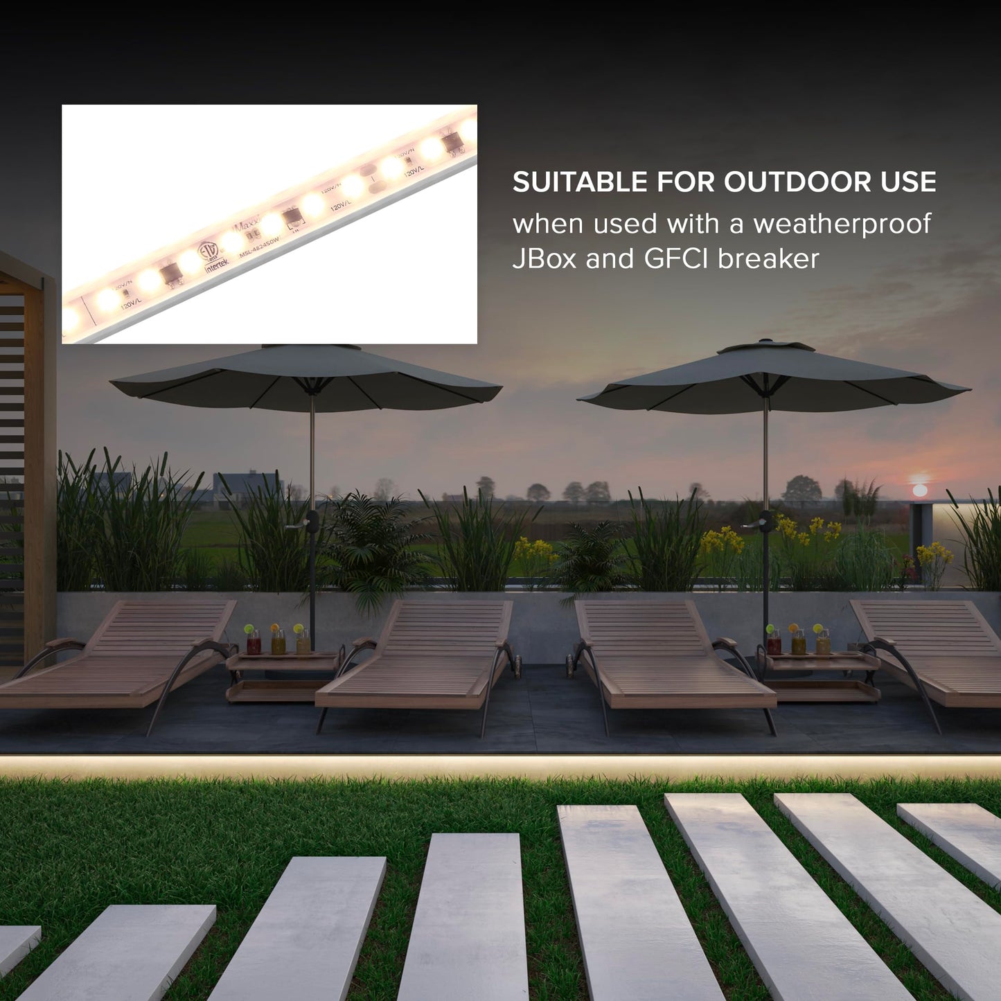 Maxxima 60 in. Hardwired LED Under Cabinet Strip Light, 2300 Lumens, 3000K Warm White, Kitchen and Living Room 120V White Cove Lighting, No Power Supply Needed