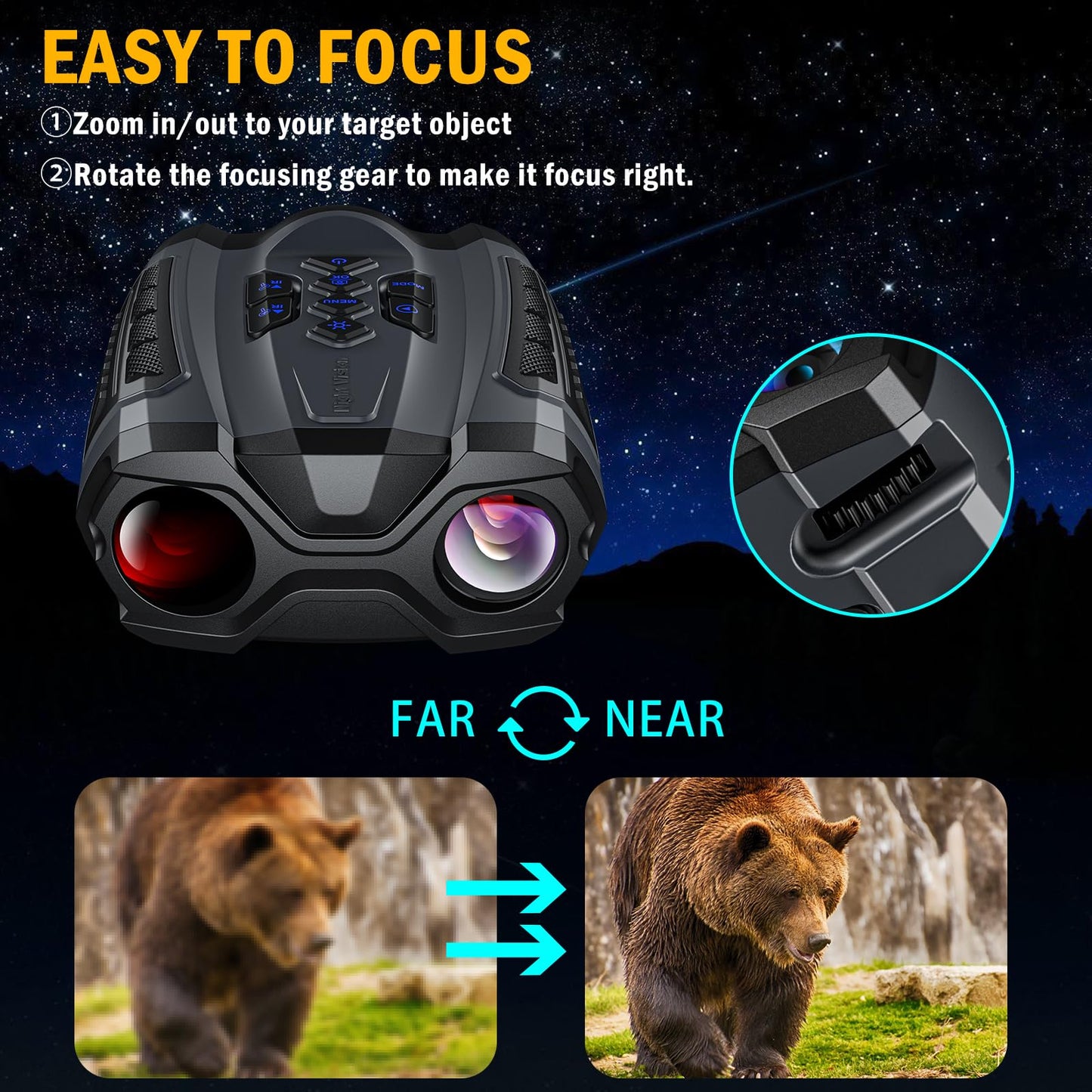 WISHBETY Night Vision Goggles,4K Night Vision Binoculars for Adult with 3.5" HD Screen,32GB TF Card for Photo and Video,9 Gear Infrared and 10X Digital Zoom for Outdoor Enthusiasts and Animal Watchers