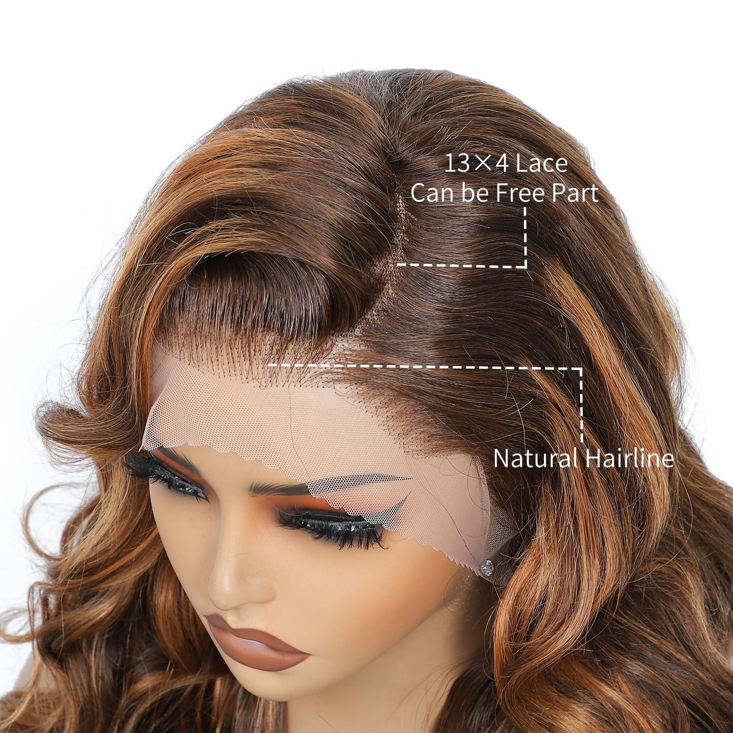 Highlight Ombre Lace Front Wigs Human Hair 250 Density Wig 13x4 Loose Body Wave Lace Front Wigs 250 Density Glueless Wigs Human Hair Pre Plucked with Baby Hair Double Drawn Colored Wigs 24 Inch