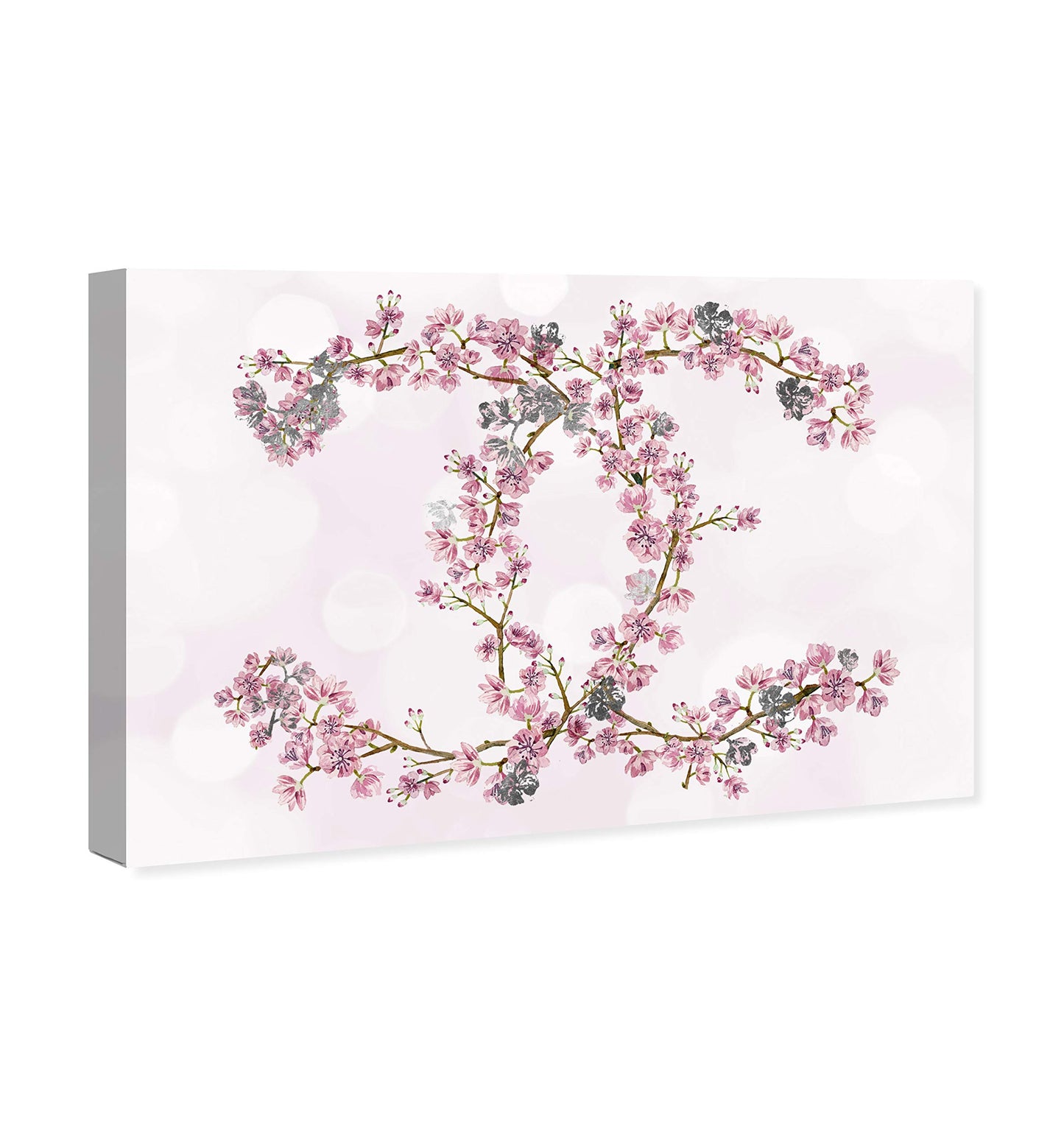 The Oliver Gal Artist Co. Fashion and Glam Wall Art Canvas Prints 'Sakura Love Silver' Home Décor, 30" x 20", Pink