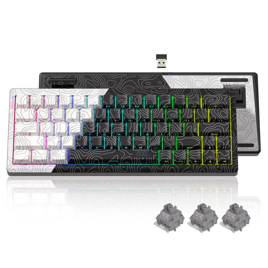 Womier Q61 60% Percent Keyboard with QMK/VIA Topographic Gaming Keyboard, Wireless Creamy Mechanical Keyboard, RGB Custom Keyboard Gasket Hot Swappable Keyboard for Windows & Mac-POM Linear Switch
