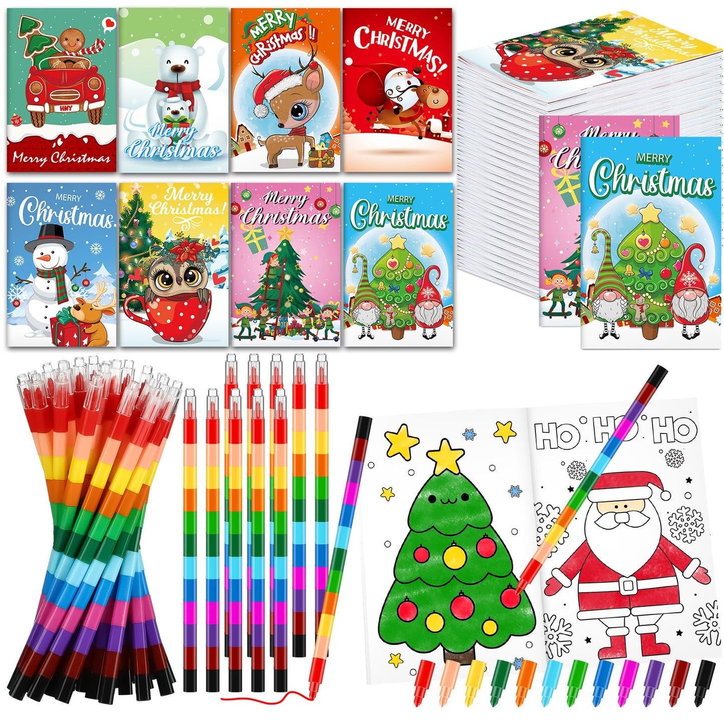Fulmoon 144 Pcs Christmas Coloring Books for Kids Christmas Coloring Books Bulk with Crayons Christmas Mini Activity Books for Kids Stuffer Filler Holiday Fun and Games Activity Books