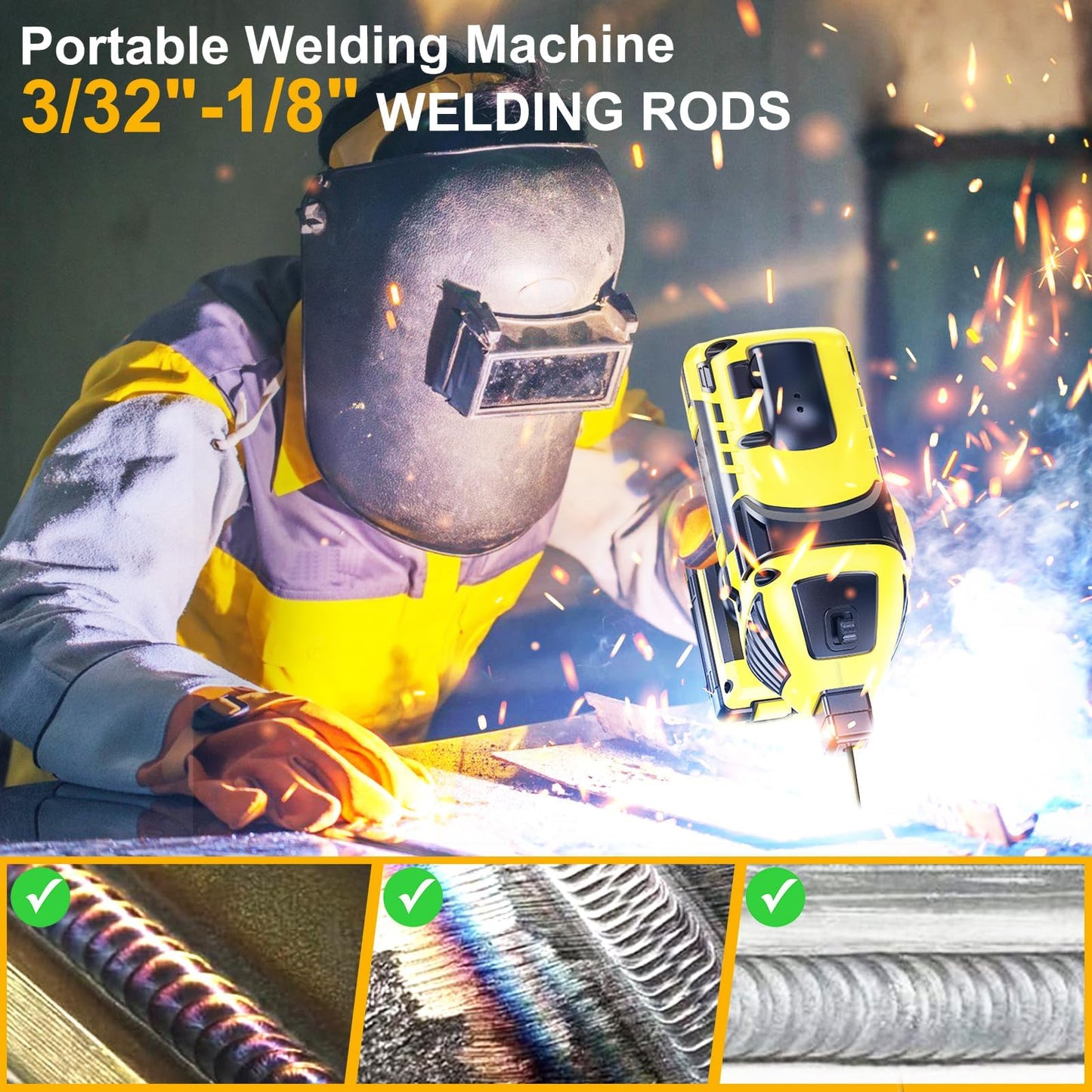 Portable Welding Machine 110V, ARC Handheld Welder with 2025 Upgraded IGBT Inverter, Stick Welder with 5 Variable Current Adjustment 20-120A for 3/32"-1/8" Rods, DIY, Professional Use, Repair, Gift