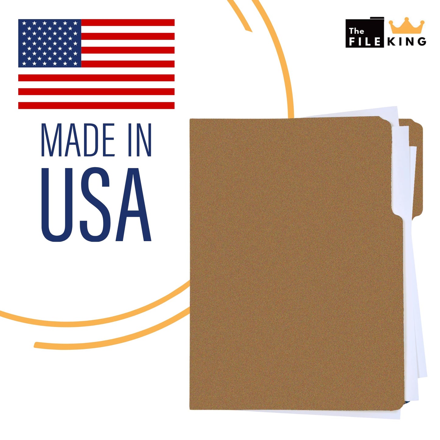 The File King 1/3-Cut Top Tab Kraft File Folders - Letter Size | Box of 100 | USA Made | Assorted Positions | 11-Point Fiber | Organize Home & Office Papers
