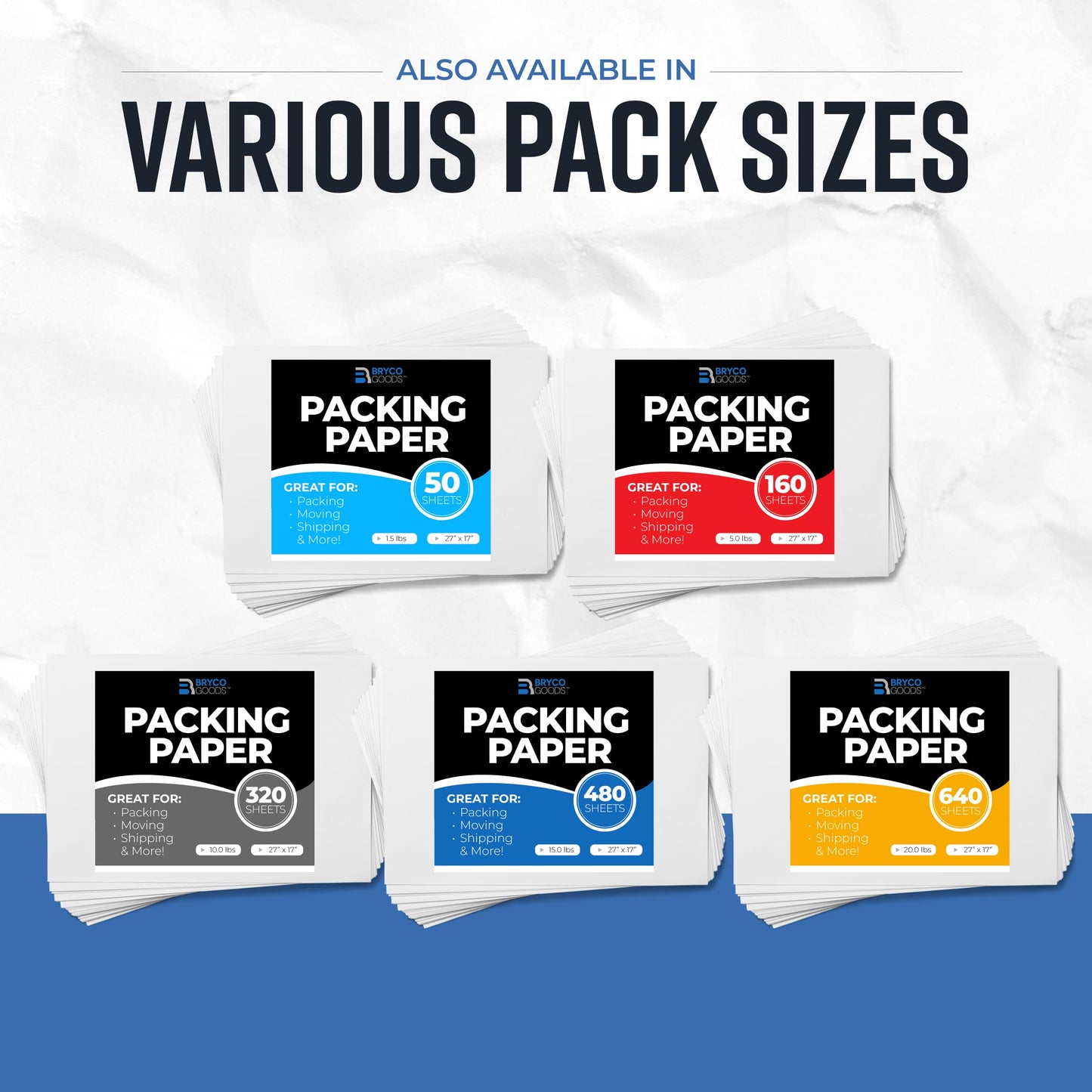 Bryco Goods 24" x 36" Newsprint Packing Paper Sheets for Moving | 320 Sheets | 20lb | Made in USA | Newspaper Paper | Must Have in Your Shipping Supplies