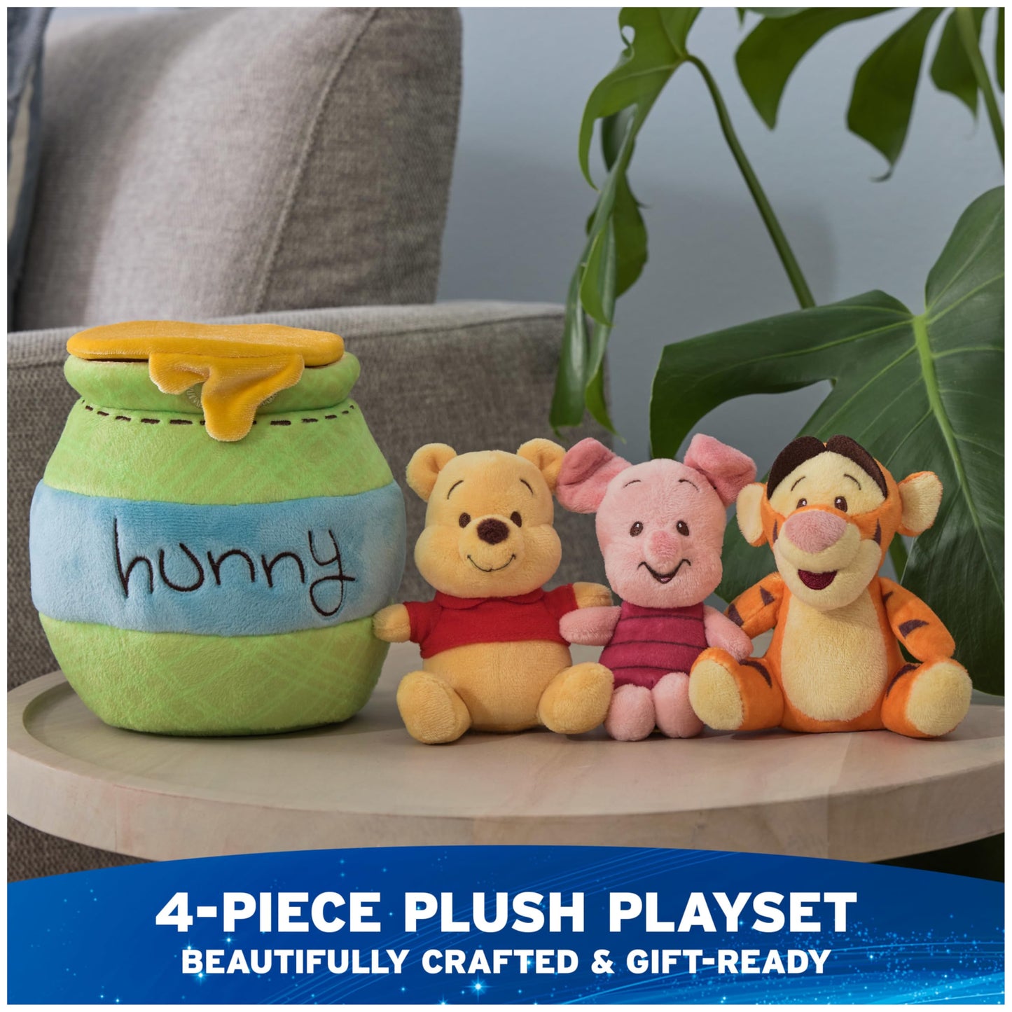 GUND Disney Official Winnie The Pooh Plush Playset with Pooh, Tigger, and Piglet, Sensory Toy Stuffed Animals for Ages 0 and Up, Green, 8”