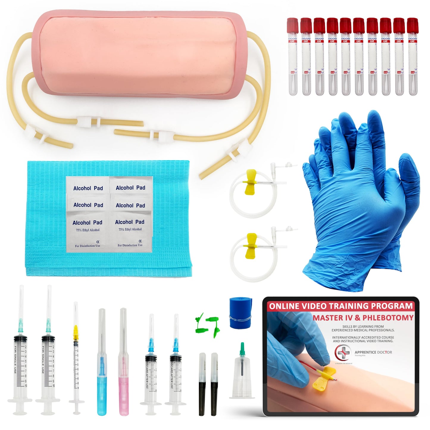 Phlebotomy Practice Kit and IV Practice Kit for Nurses and Other Medical Professionals - Practice and Perfect Venipuncture Skills Before Working On Real People.