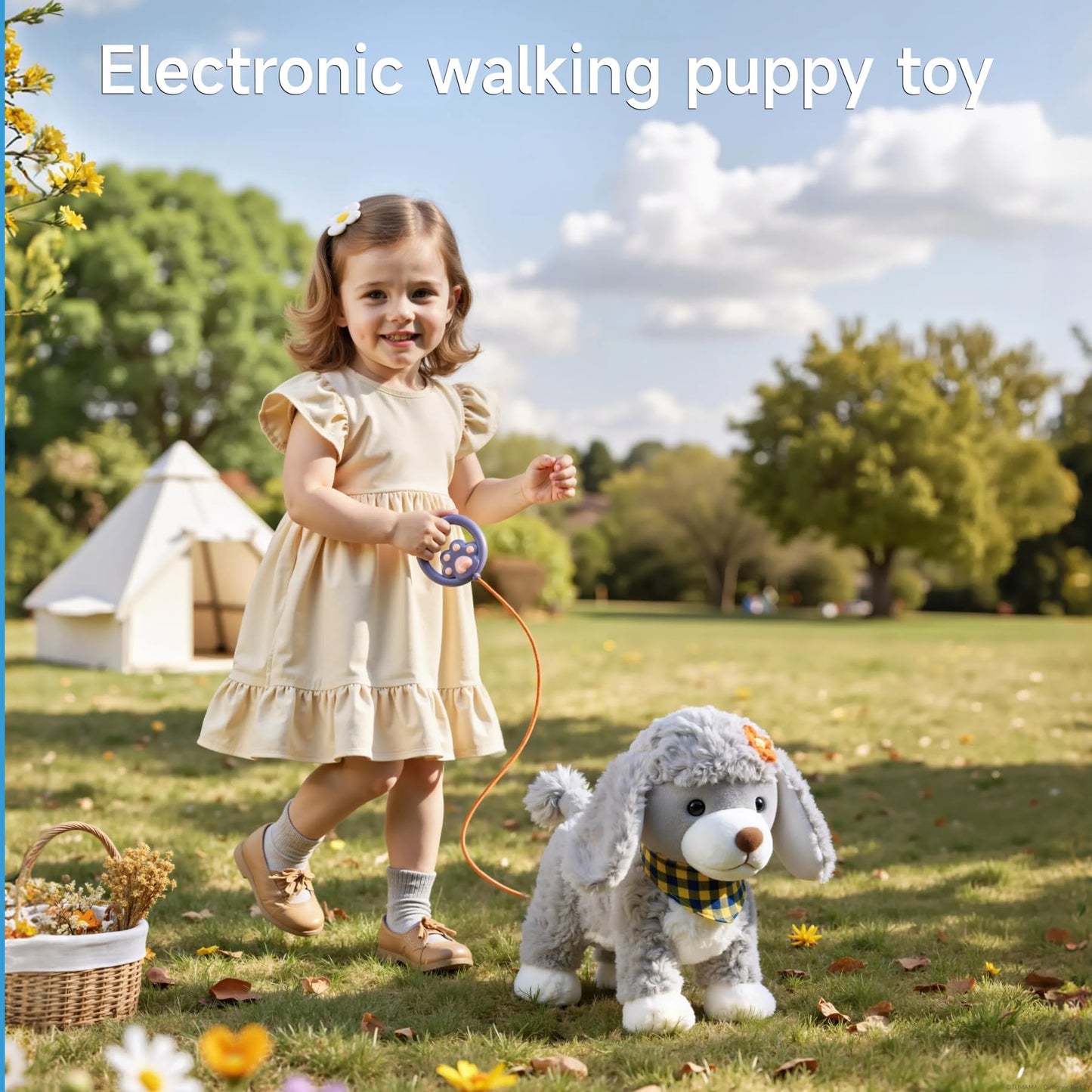 TUMAMA Electronic Interactive Plush Puppy Dog Toy for Ages 18+ Months