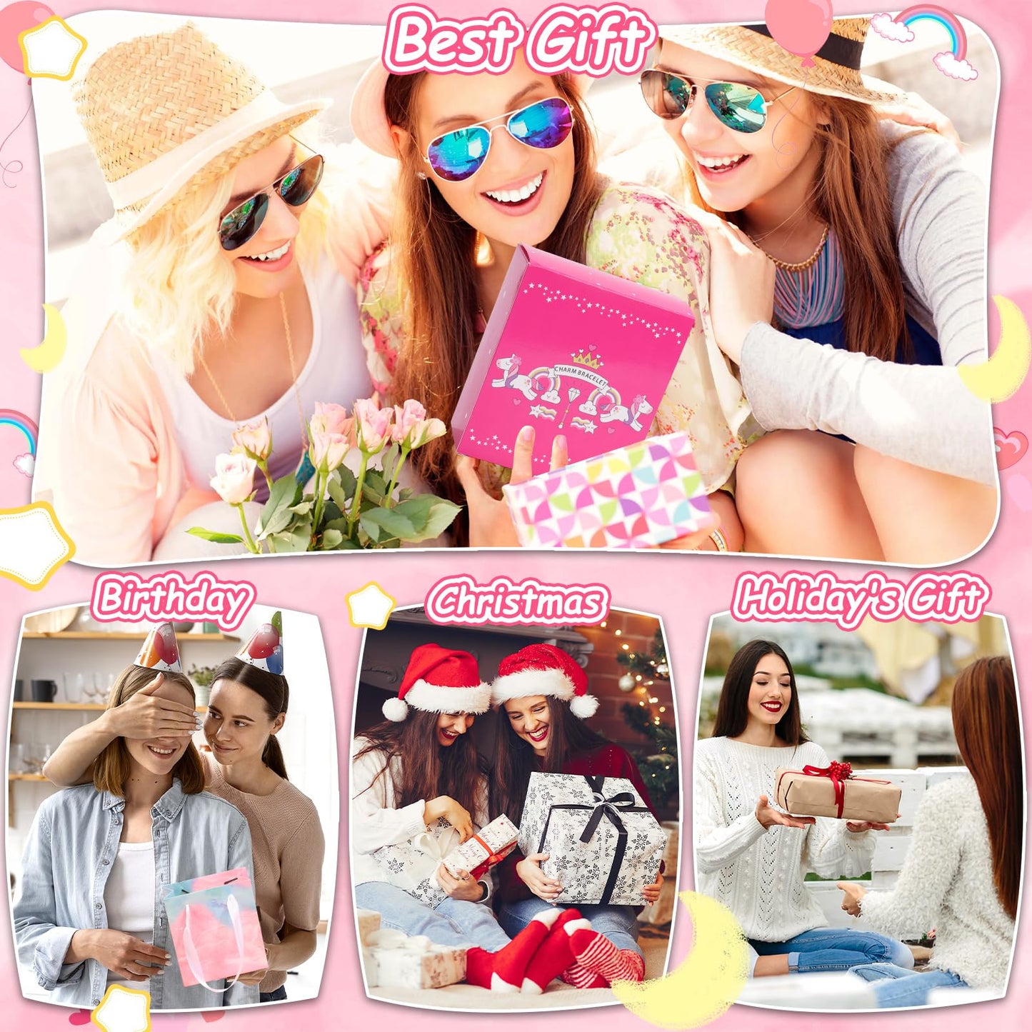 Charm Bracelet Making Kit, 140 PCS DIY Craft Bead Sets Jewelry Making Kit, Portable Bracelet Organizer Gift Box for Birthday Christmas Stocking Gift