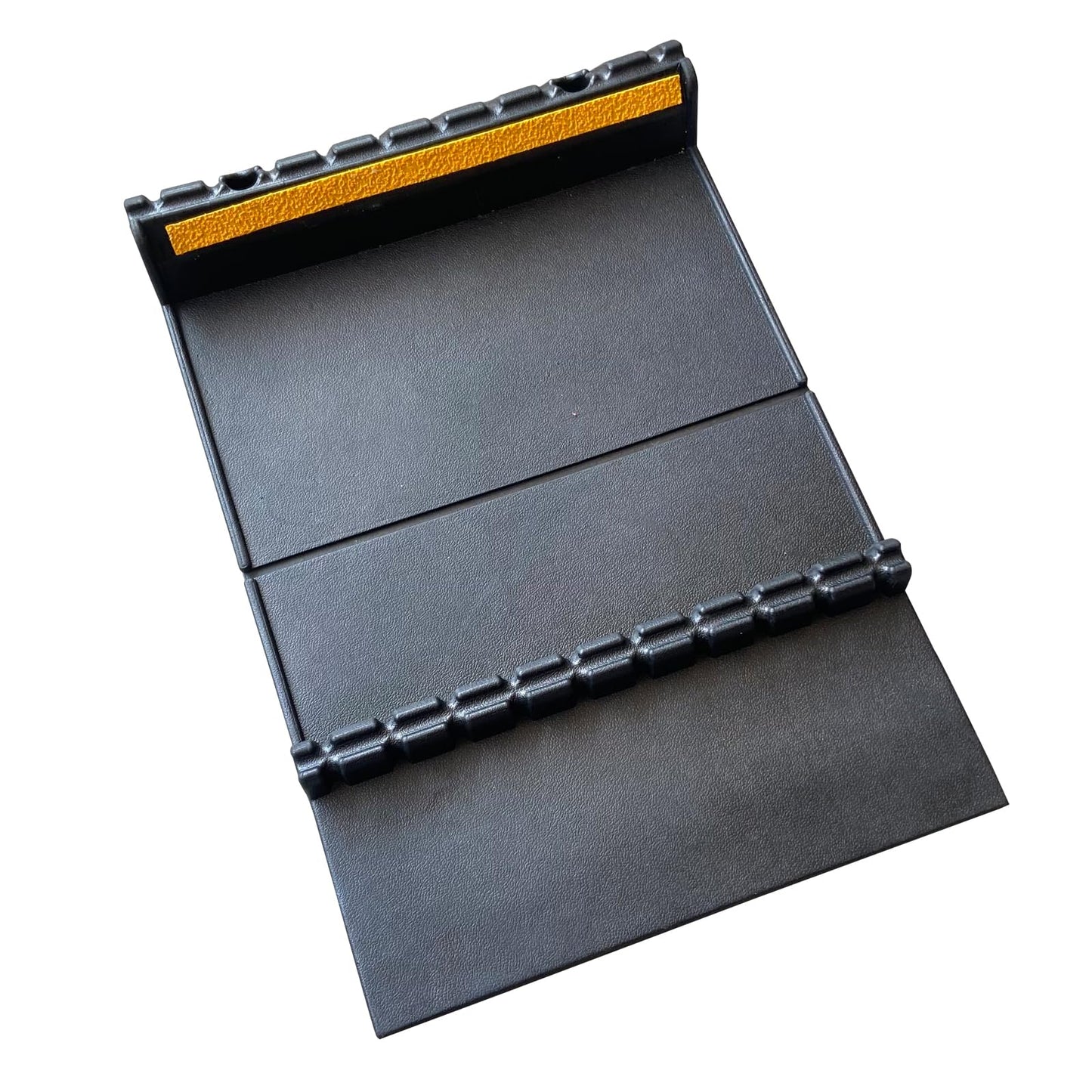 F COME Car Parking Guide Mat, Durable Self Adhesive Anti-Skid Rubber Parking Mat, Wheel Stopper, 2 Pack FoldingTire Guides for Cars, Trucks, 23.6''x15.7''x2.8'' Black with Reflective Strips
