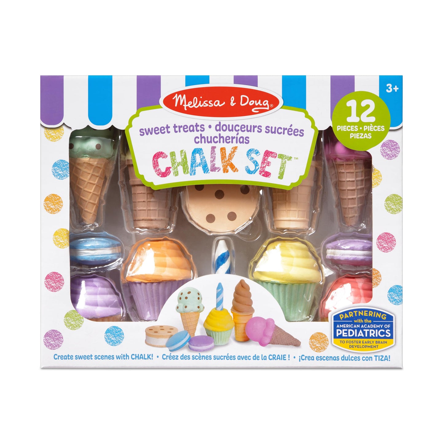 Melissa & Doug Ice Cream & Cake Chalk SetArts and Crafts for Kids, Sidewalk Chalk for Kids Ages 3+