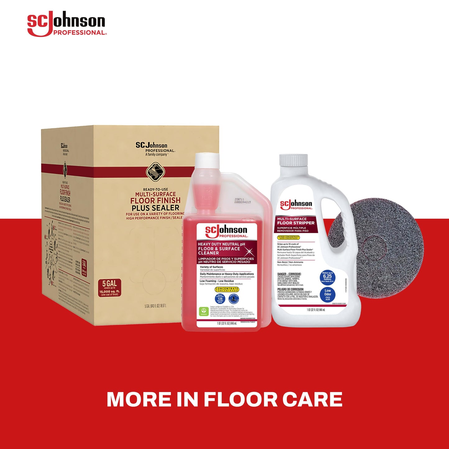 SC Johnson Professional Heavy Duty Neutral pH Floor and Surface Cleaner, Floor Cleaner Concentrate, 32 fl. oz. Bottle, Case of 2, for Professional Use Only