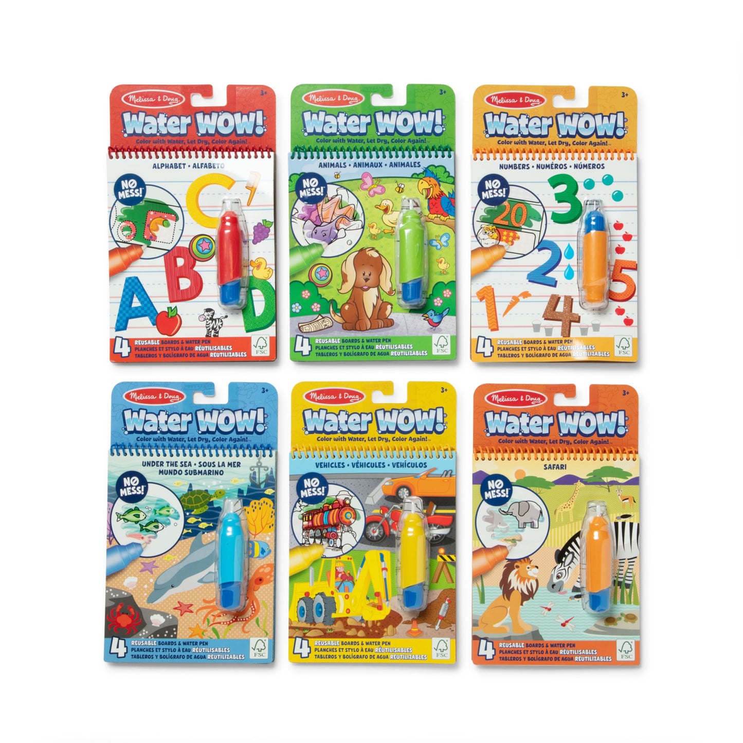 Melissa & Doug Water Wow! Bundle 6-Pack: Animals, Vehicles, Alphabet, Numbers, Safari, Under the Sea