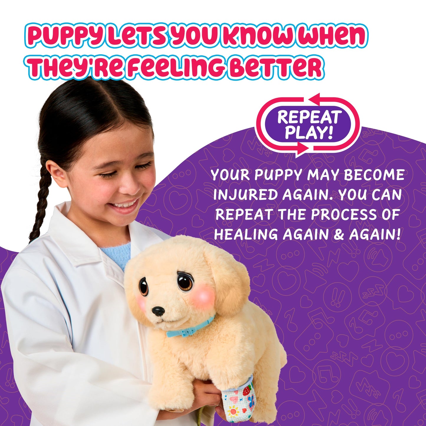 Little Live Pets Ouchies - Cooper The Retriever Puppy|Transform from Injured to Healed Like a Vet. Make a Real Cast. Walking Puppy with Carrier (35cm/13.8in Tall). Repeat Play. 50+ Sounds & Reactions