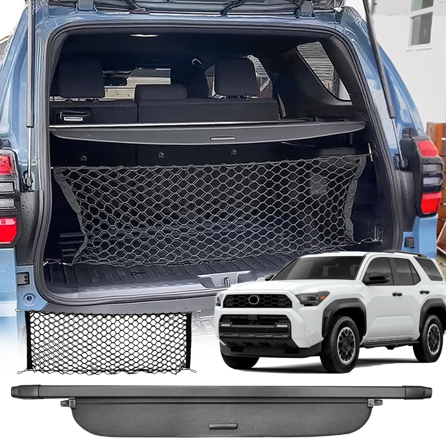 Volcaner Cargo Cover Compatible with All-New Toyota 4Runner 2025 2026 Accessories,Carbon Fiber Look Retractable Trunk Cover Organizer Security Shielding Shade Cover (Carbon Fiber Look,Hidden Handle)