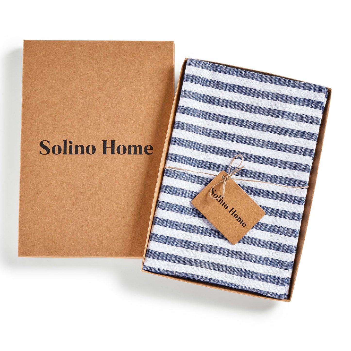 Solino Home Linen Pillow Cover 20 x 20 Inch - 100% European Flax Navy and White Stripe Decorative Throw Pillow Case with Invisible Zipper - Santa Barbara, Cushion Cover for Couch, Sofa, Bed, Chair