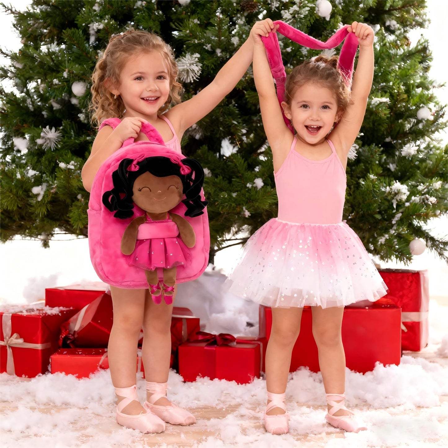 Gloveleya Toddler Backpack for Kids Soft Toys Plush Curly Ballet Girl Doll Rose 9 Inches