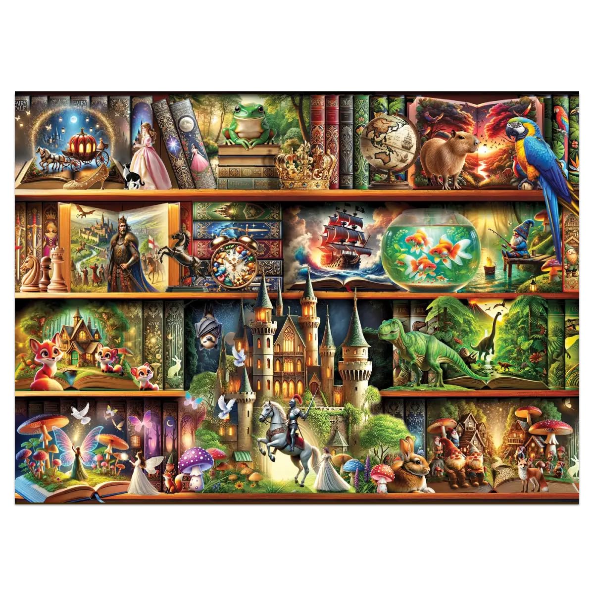 WOODEN.CITY Wooden Puzzles for Adults 1000 Pieces - Stories on Every Shelf – Bookshelves Scene | Made in EU | Gift for Book Lovers | Size 21,25 x 15,5 in