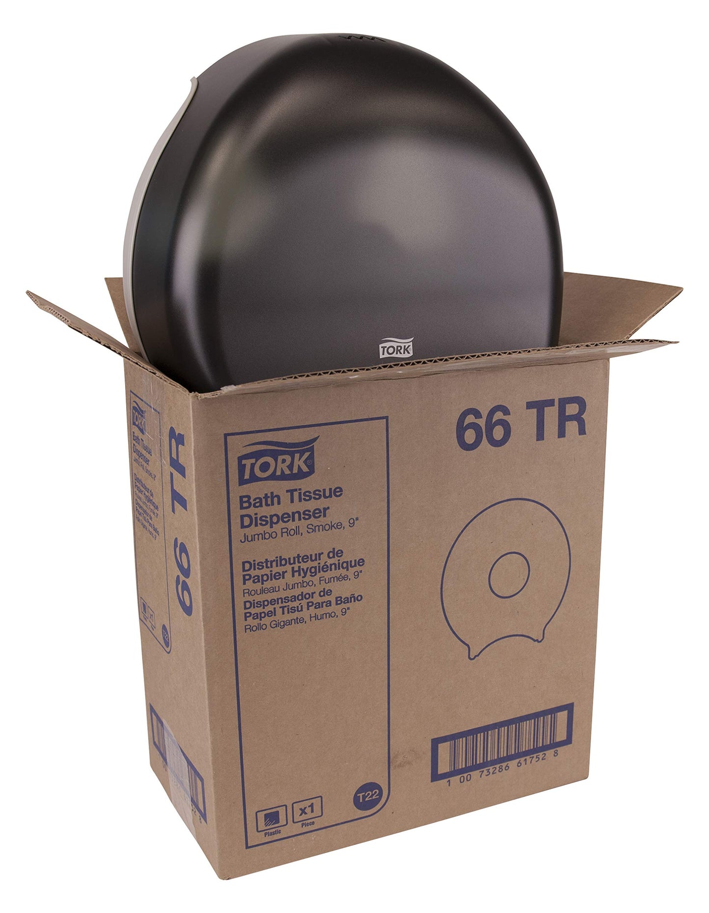 Tork Jumbo Toilet Paper Roll Dispenser Smoke T22, High Capacity, 66TR