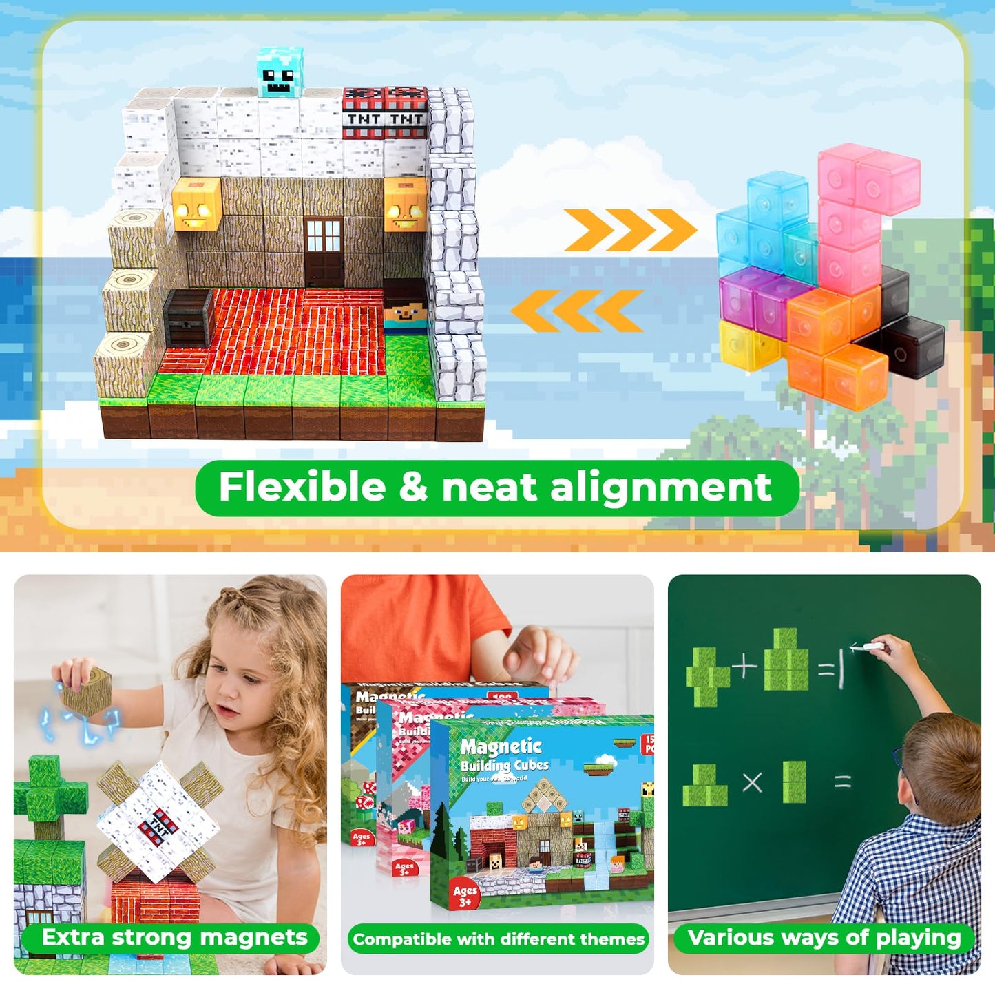 GraceDuck Magnetic Blocks - 150 PCS Build Magnetic Windmill Falls Homes - Magnetic Toys for Montessori Toddler Christmas Birthday Gifts - STEM Sensory Toys for 3 4 5 6 7 8 9 10 Year Old Boys & Girls
