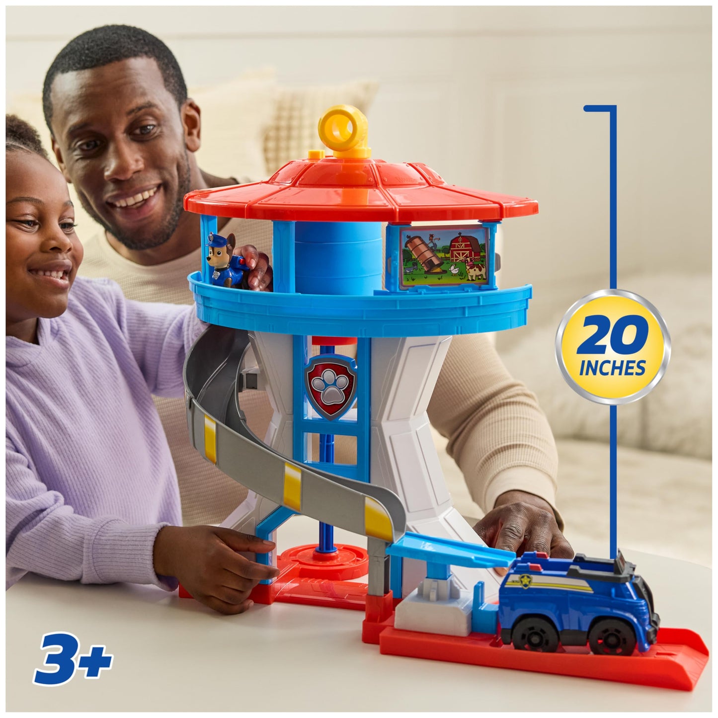 PAW Patrol Lookout Tower, 20-Inch PAW Patrol Tower with Chase Action Figures, Rescue Vehicle & Launcher, Kids Toys for Boys & Girls Ages 3 and Up