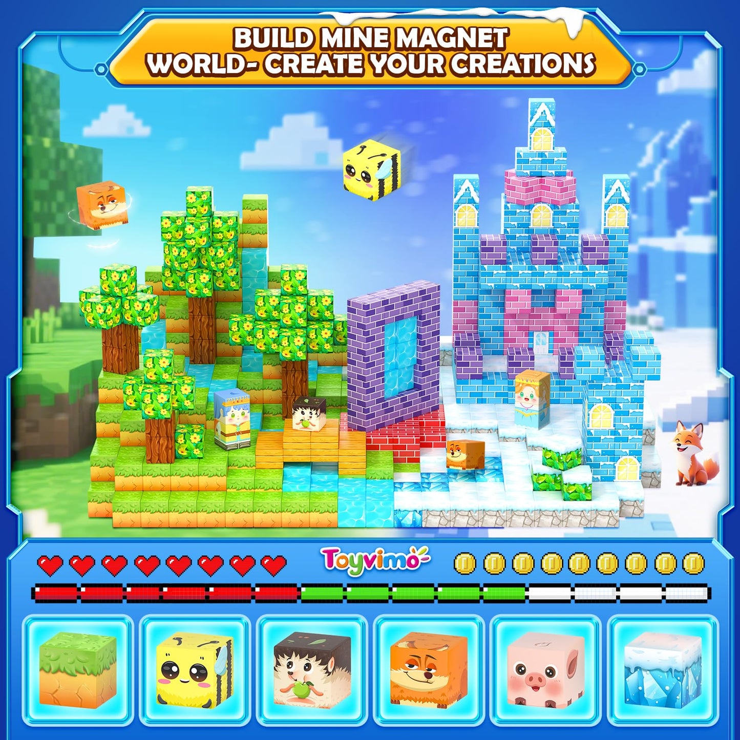 Magnetic Blocks 150PCS with Magnetic Board Boys Toys Ages 3-5 6-8 10-12 STEM Building Kids Toys, Build Mine Magnet World Educational Gift for Boys and Girls Ages 3+