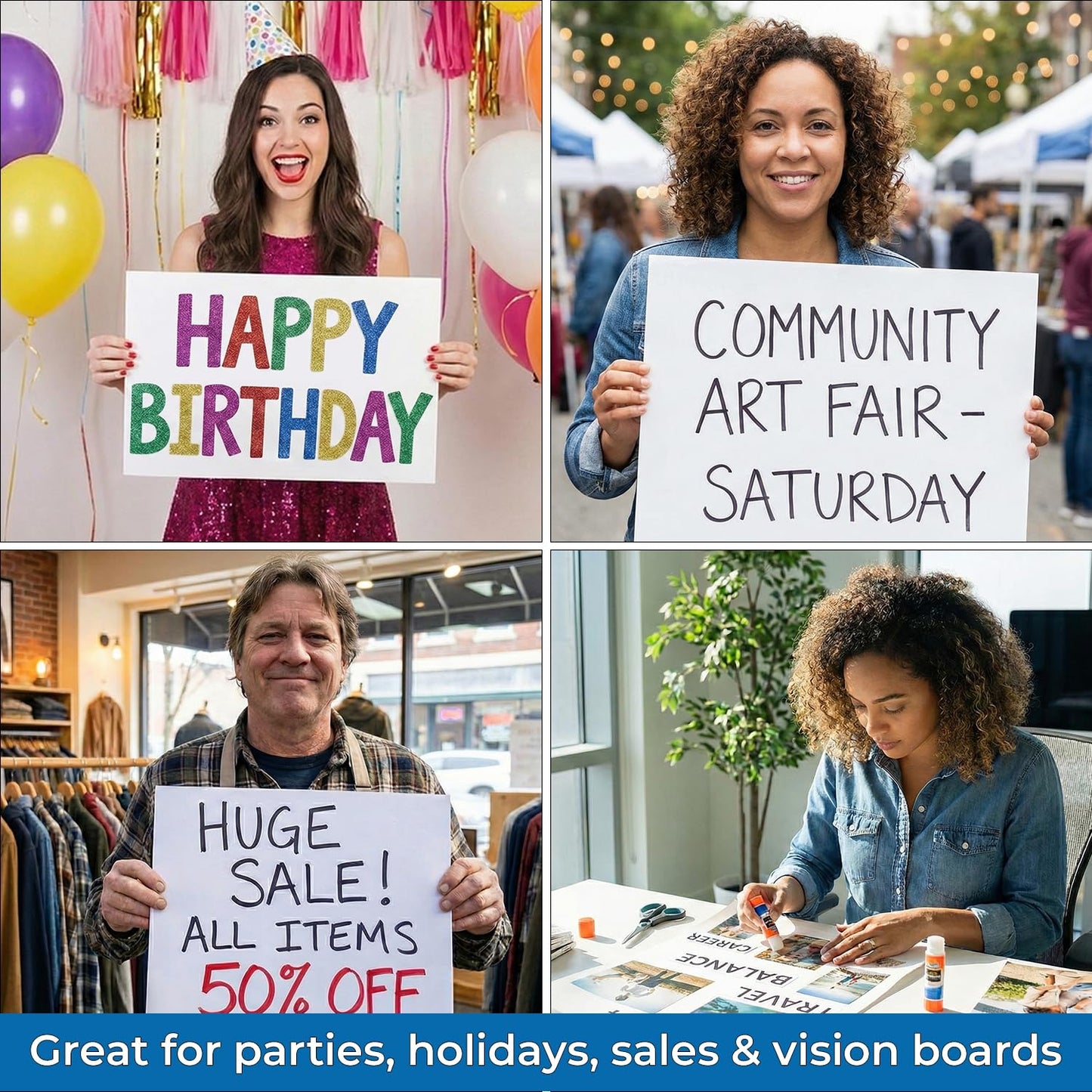 Rosmonde Bulk Poster Boards 100 Pack, Thick 11"x14" White Posterboards Sheets, Premium Thick Board, Poster Board Paper For Classroom Projects, Vision & Display Boards For School & Office Presentations