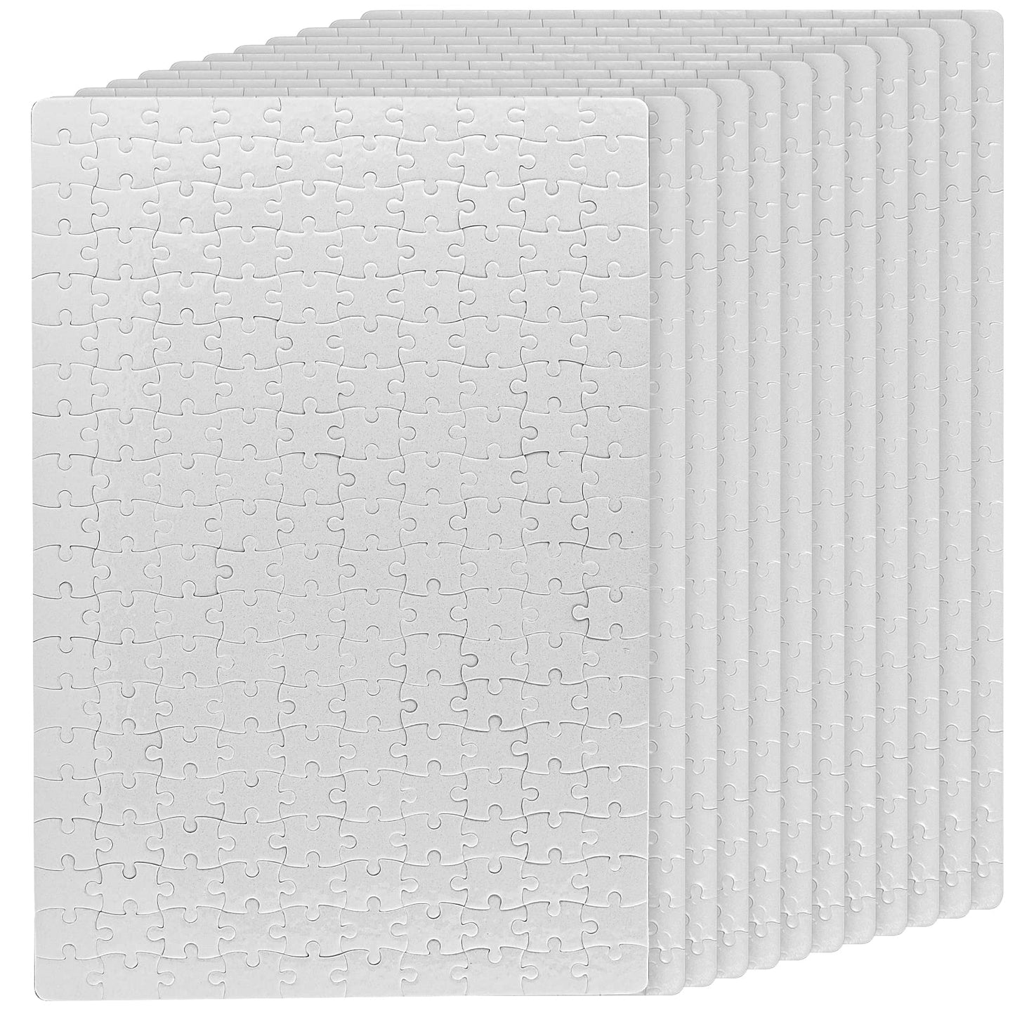 JAPCHET 12 Sets 15.5 x 11 Inches Sublimation Puzzle Blanks, 200 Pieces White Blank Sublimation Jigsaw Puzzles, DIY Custom Puzzle for Heart Press Thermal Transfer Printing Craft