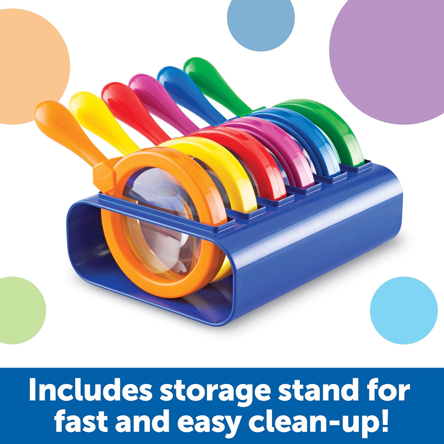 Learning Resources Primary Science Jumbo Magnifiers with Stand - 6 Pieces, Ages 3+, Science Classroom Accessories, Teacher Supplies, Observation Toys for Kids, Back to School Supplies