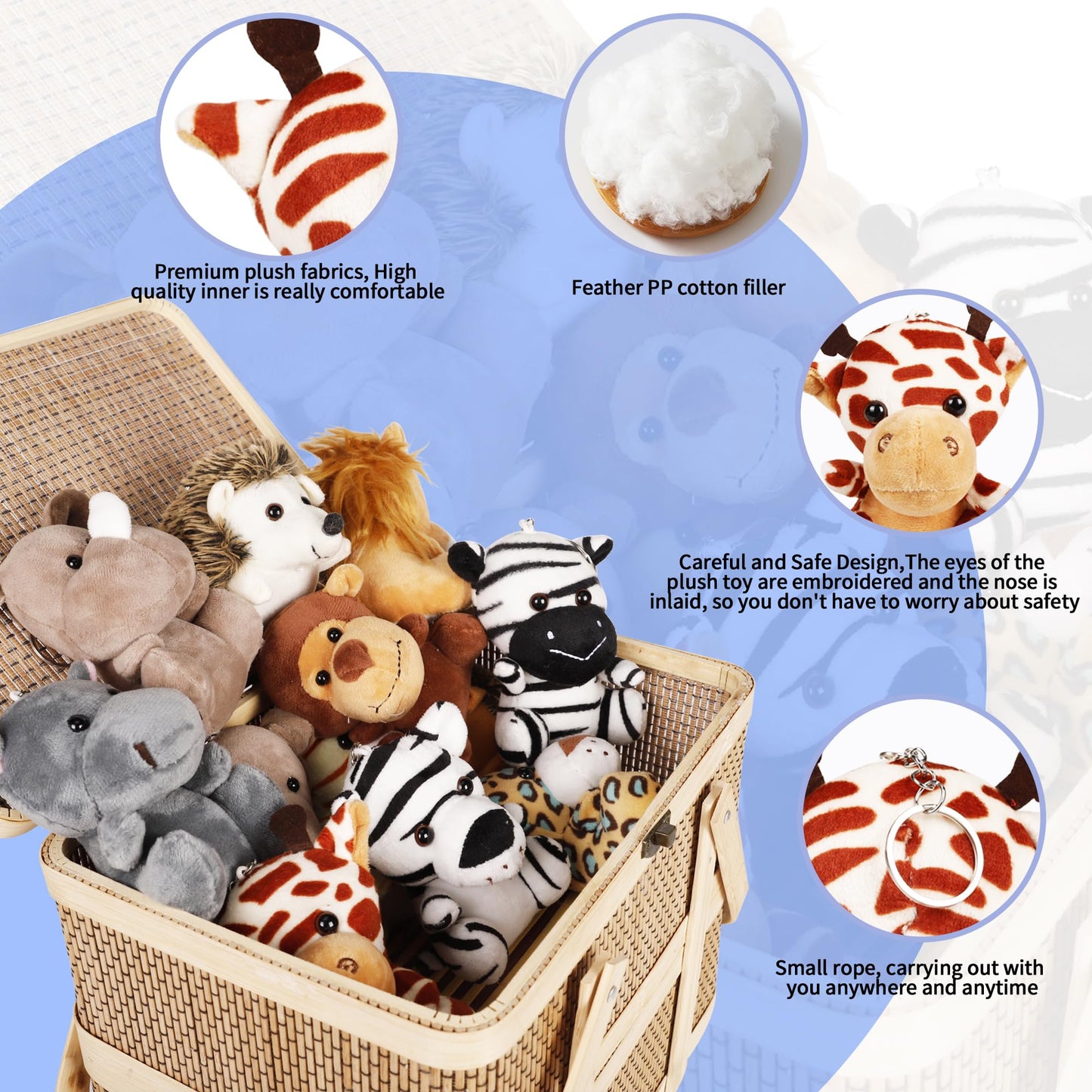 Spoilu Small Stuffed Animals Bulk, 36 Pieces Cute Plushies, 4.5 Inch Mini Forest Animal Plush Toys, Party Favors, Stocking Stuffers for Kids