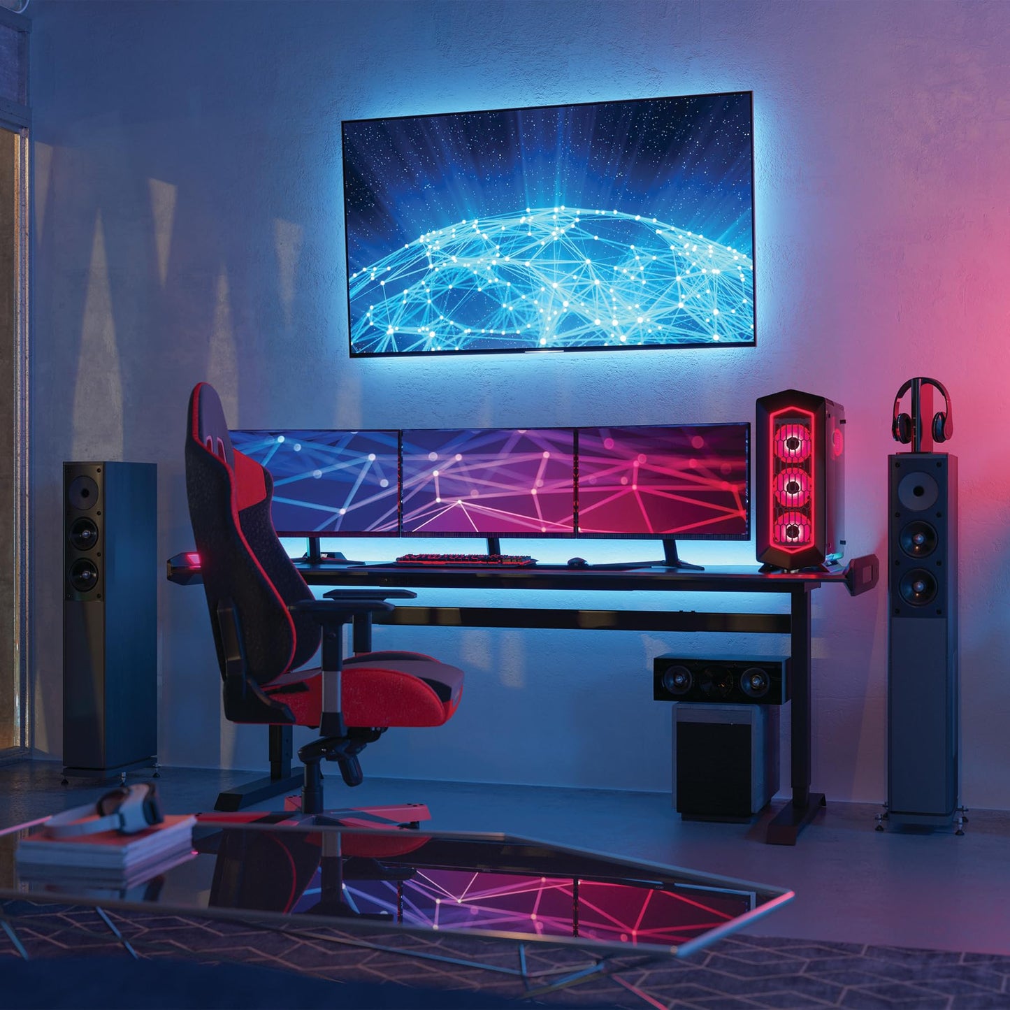 Feit Electric Smart Light Strip 16FT, Ultrathin RGBW Color Chasing LED Light Strip, 2.4GHz Wi-Fi Enabled, Works with Alexa and Google Home Assistant, Remote Control, (0.4in x 192in) TAPE192/CHASE/AG