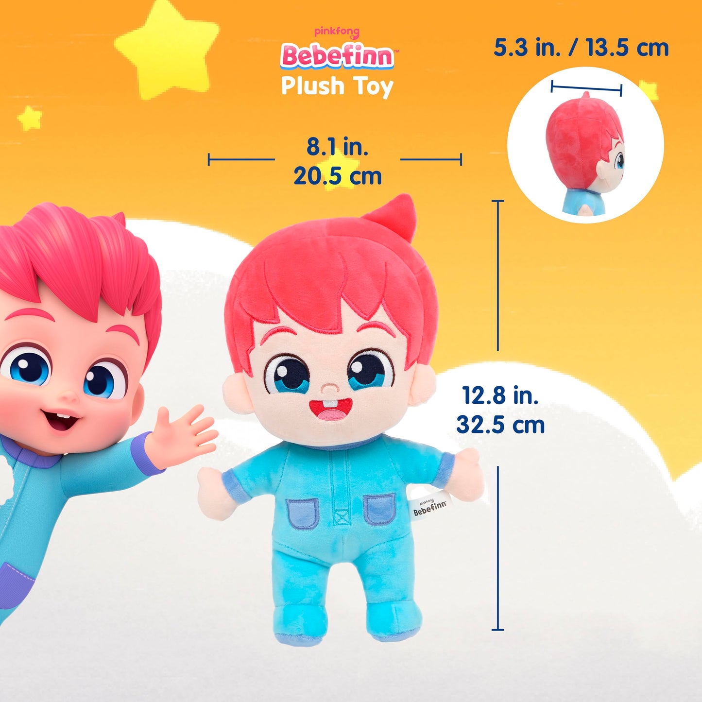 Pinkfong Bebefinn Plush Toy - 12" (30cm) Stuffed Doll | Soft Cuddly Plush for Toddlers | Bebefinn Toy | Perfect Birthday, Holiday for Boys & Girls