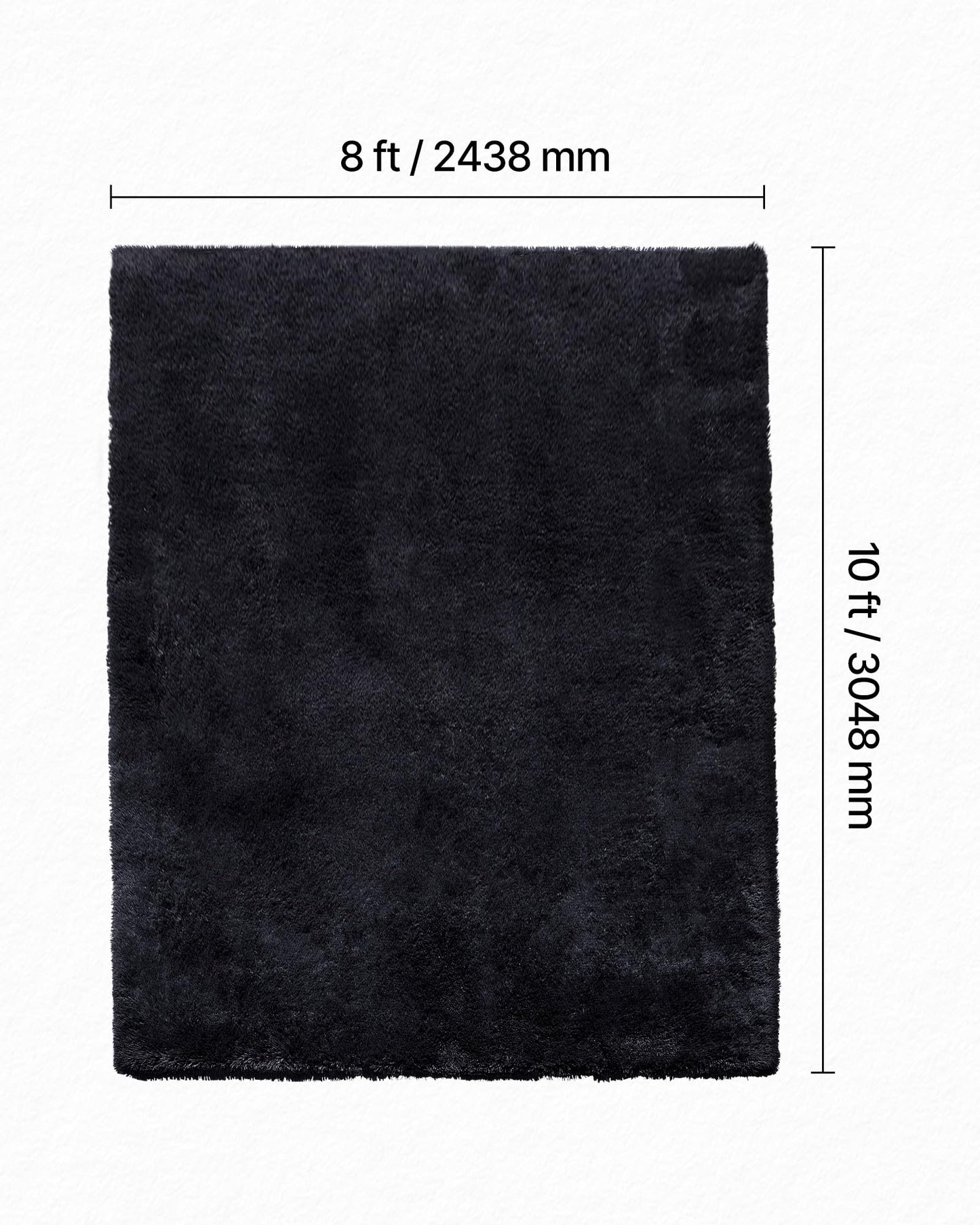 VEVOR Indoor Plush Area Rug, 8x10 ft Plush Carpet, Living Room Area Rug Fluffy with Triple-Layer Material, Soft Thick Pile Large Areas Rugs Shag for Bedroom, Lounge Area, Non-Shedding, Black