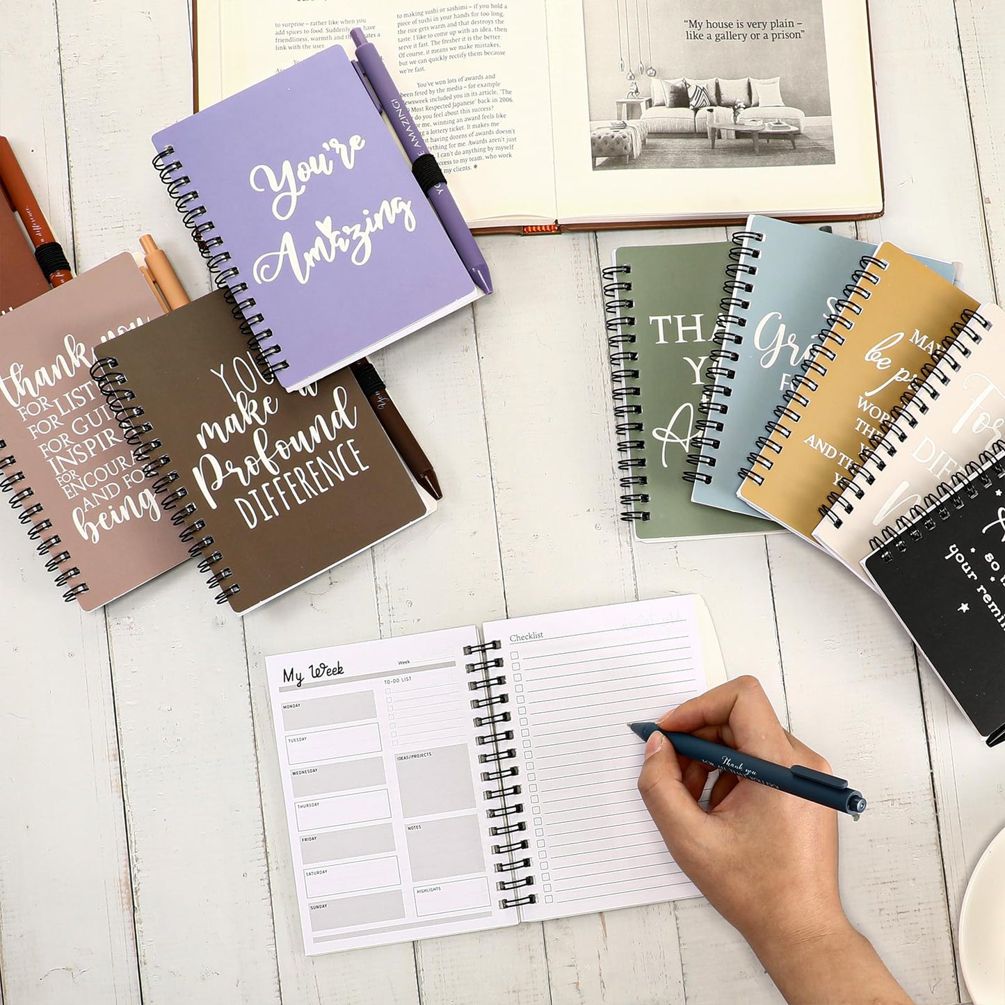 Tellingyou Bulk Employee Appreciation Gifts A6 Notebook with Pens CNA Week Appreciation Gifts Thank You for Team Office Coworker Staff Graduation Teacher Volunteers(Neutral Colors,100 Pcs)