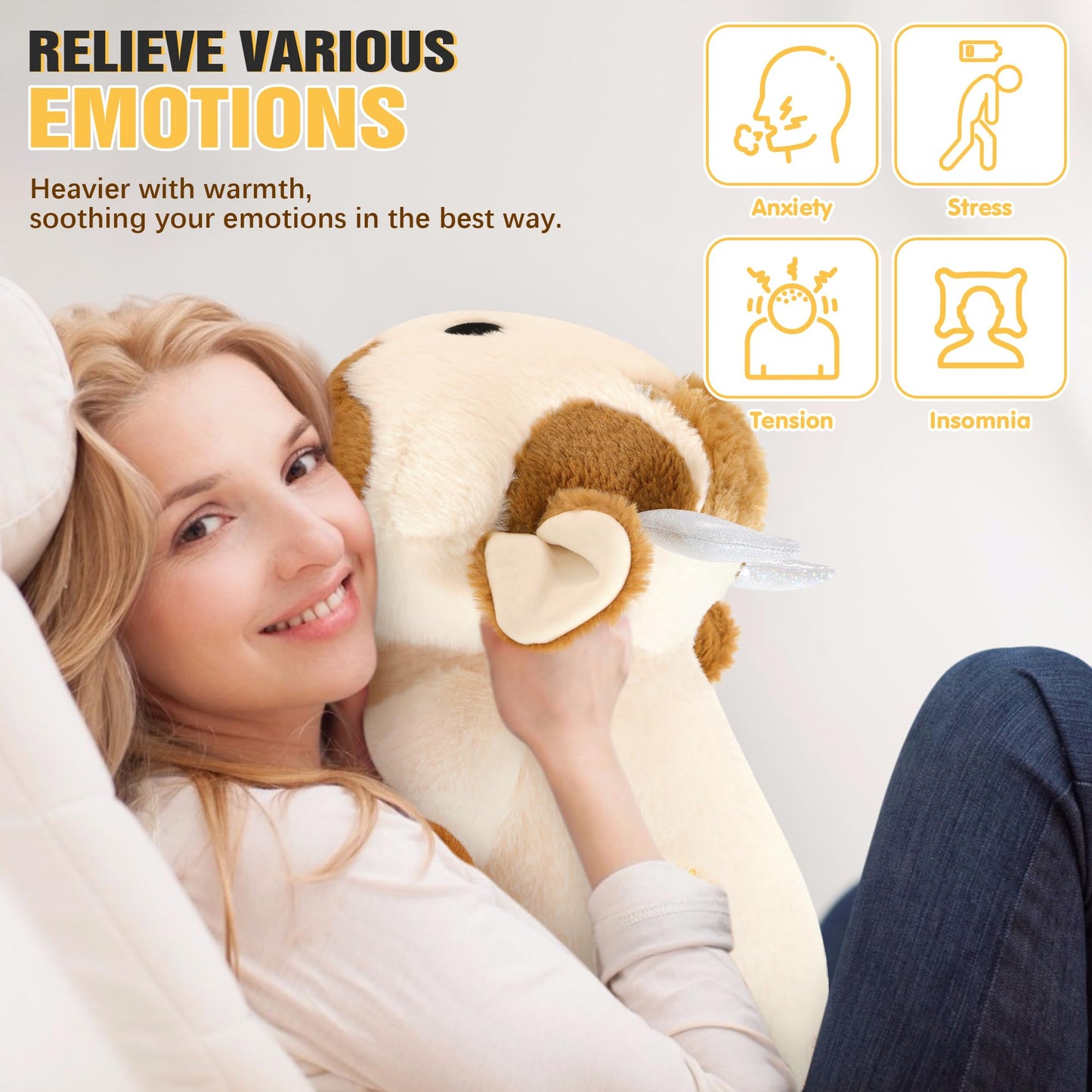 Onsoyours Original Weighted Stuffed Animals, 4.0 lbs Weighted Highland Cow Plush Toy, 20" Large Soft Weighted Scottish Cow Pillow Gifts for Kids & Adults