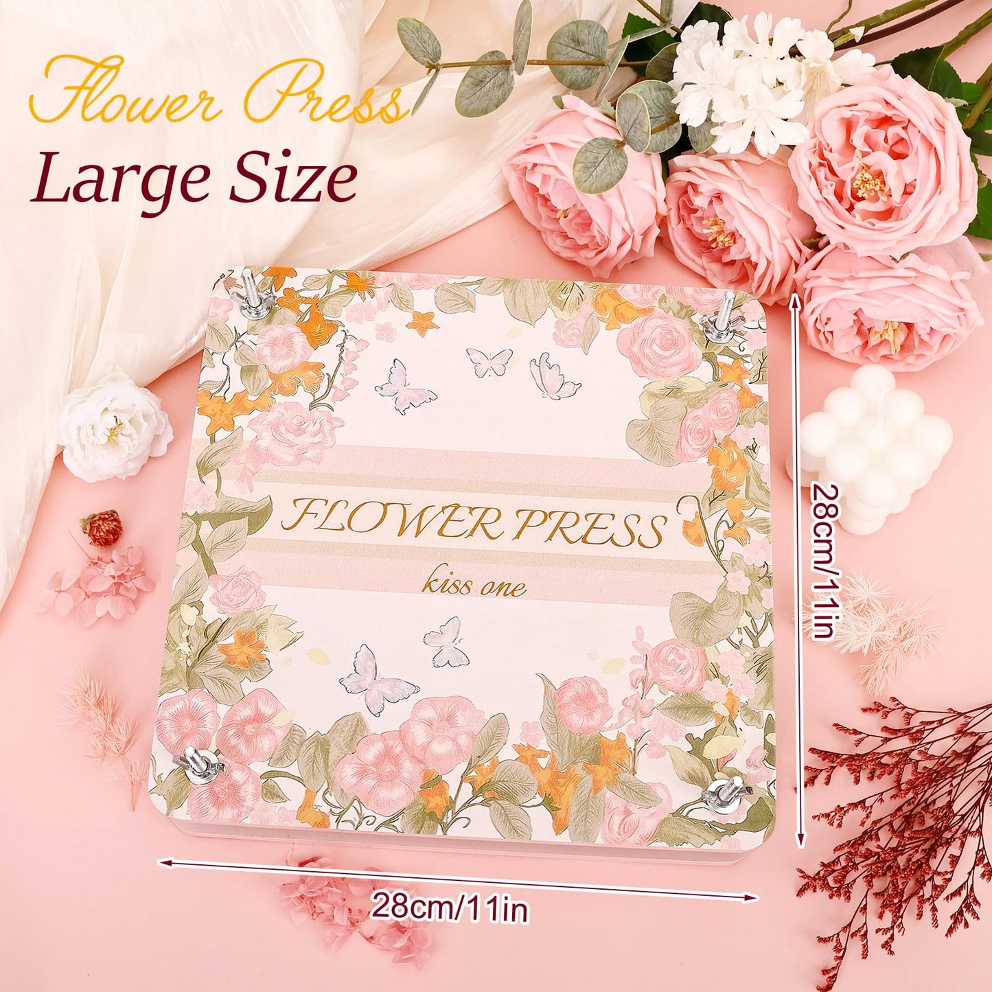 Flower Press Kit – 11"x11" Large Wooden Plant Press for DIY Pressed Flowers & Bouquet Preservation | Scrapbooking & DIY Crafts | Craft Kit for Adults & Teens | Ideal Gift for Nature & Art Lovers