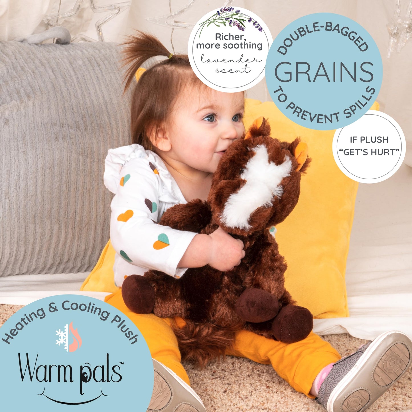 Warm Pals - Harry The Horse - 1.5lbs - Cozy Microwavable Lavender Scented Plush Toys - Heated Stuffed Animal - Heatable Coolable Bedtime Comfort Plushie