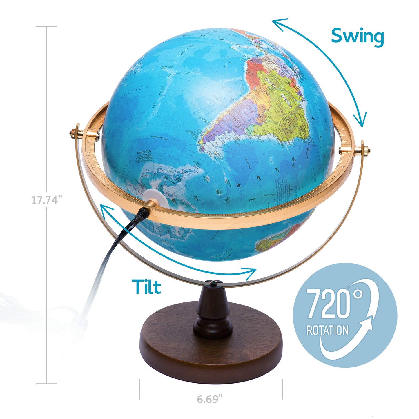 SJSMARTGLOBE with Interactive APP & LED Illuminated Constellations at Night, US-Patented STEM education 10" World Globe with Detailed map