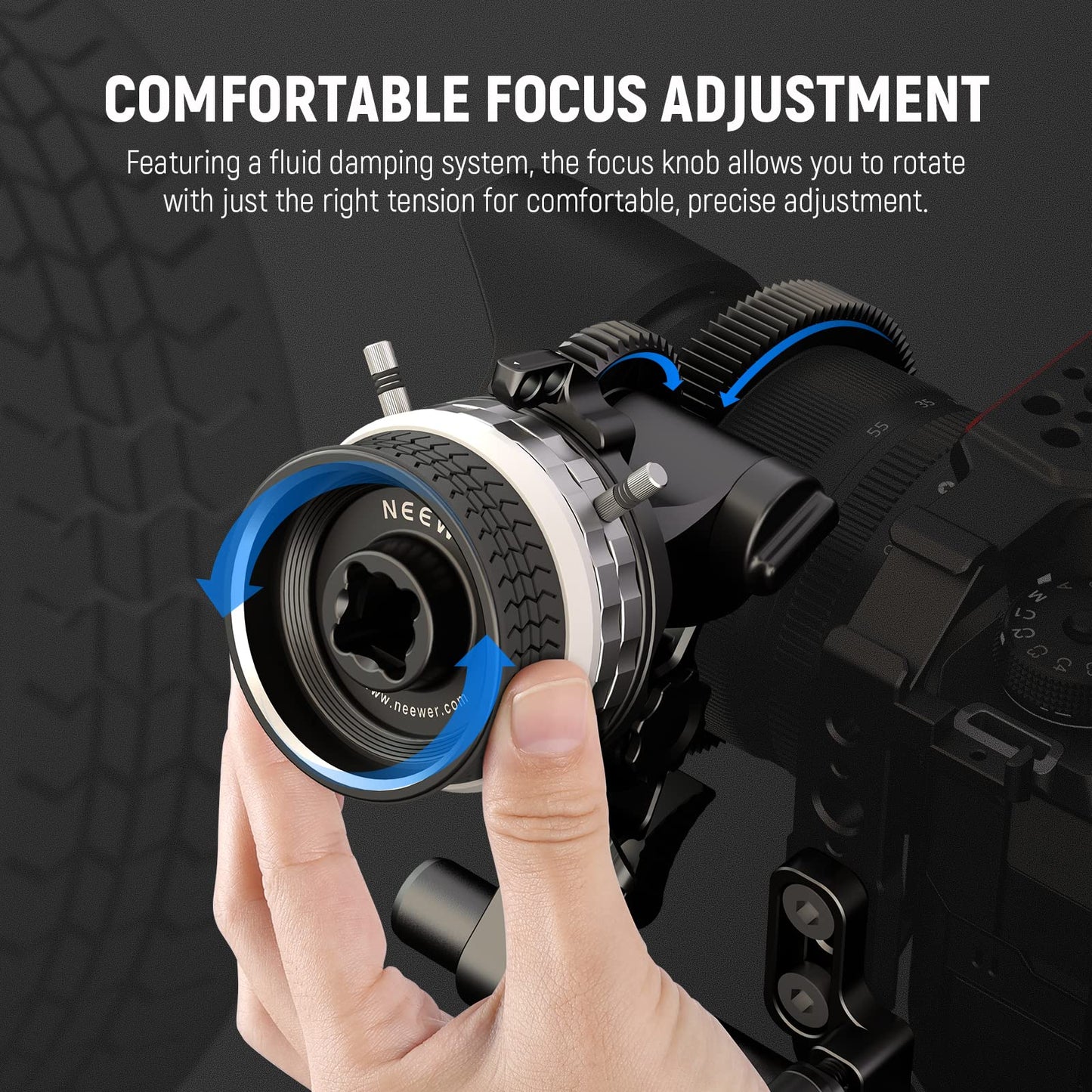 NEEWER Mini Follow Focus with A/B Stops, Lens Gear Ring, 15mm Rod & Rod Clamp for Cinema Camera, DSLR/Mirrorless Camera, Compatible with Lens Diameter Up to 114mm, PG001 (Silver)