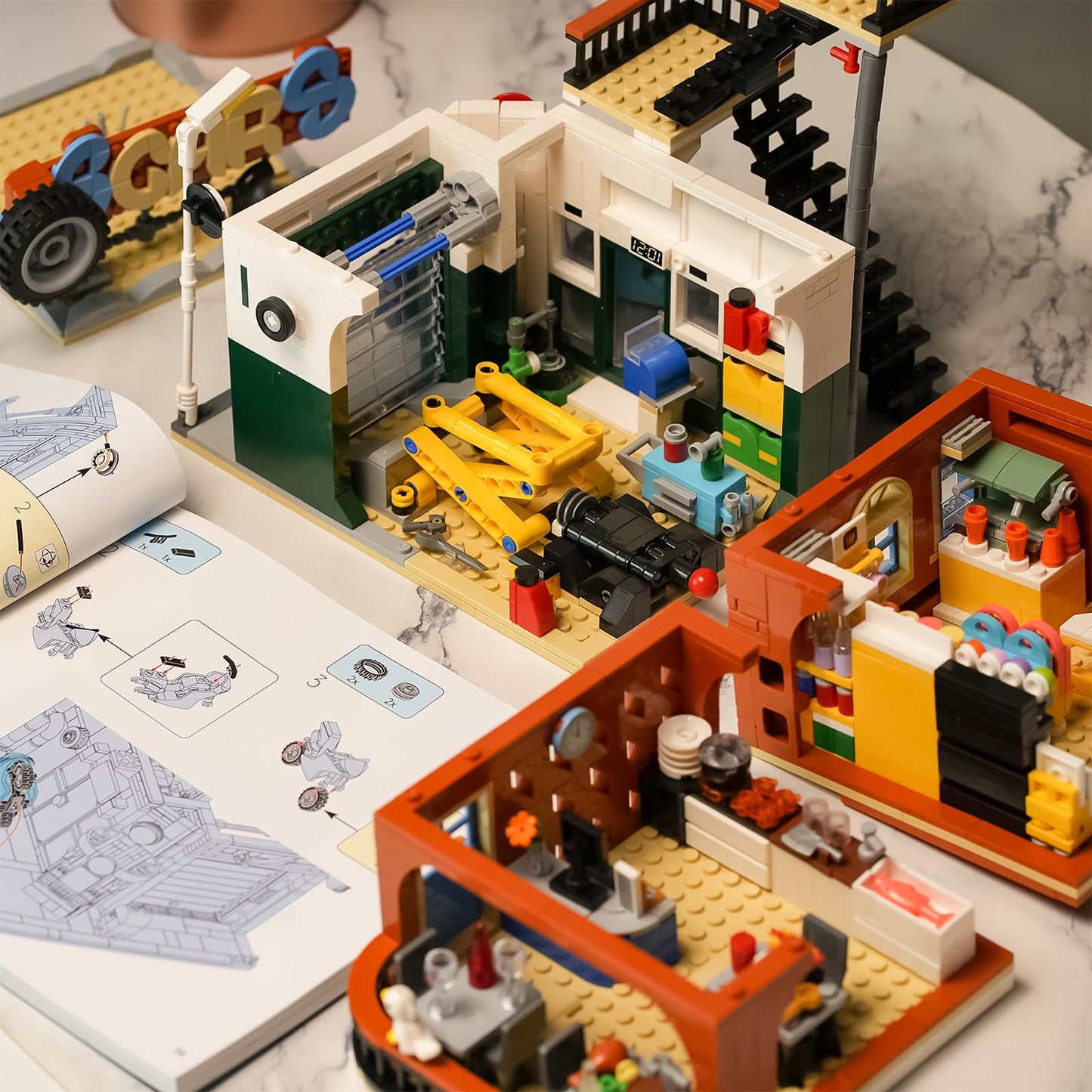 City Car Repair Shop Building Set Compatible with Lego for Adults, Architecture Building House Kit for Boys and Girls 8-14 Years 1637 pcs