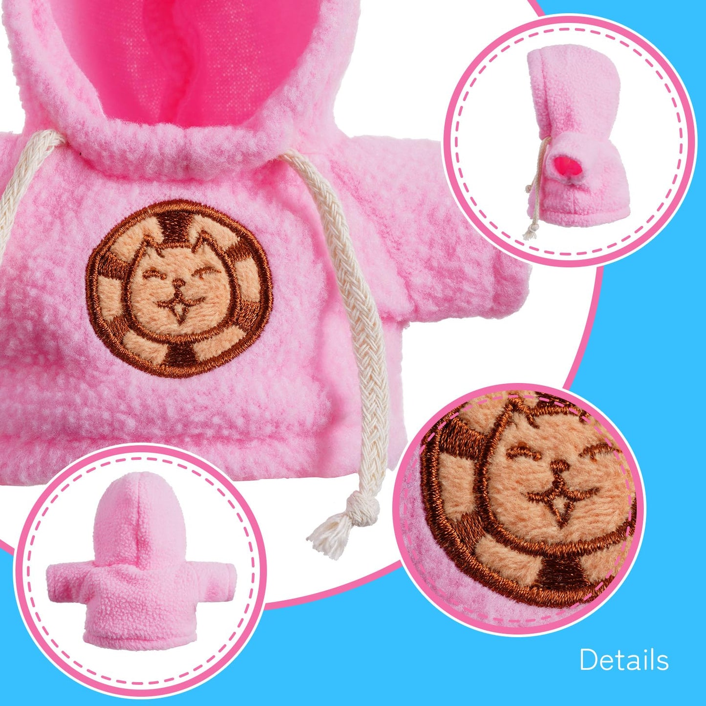 Cape & Hoodie Outfit Set for Eilik - 4 Pcs Furry Hoodie in Four Colors & 4 Pcs Furry pet Cape in Four Styles. Ideal for Dressing Eilik and Other Suitable Toys.